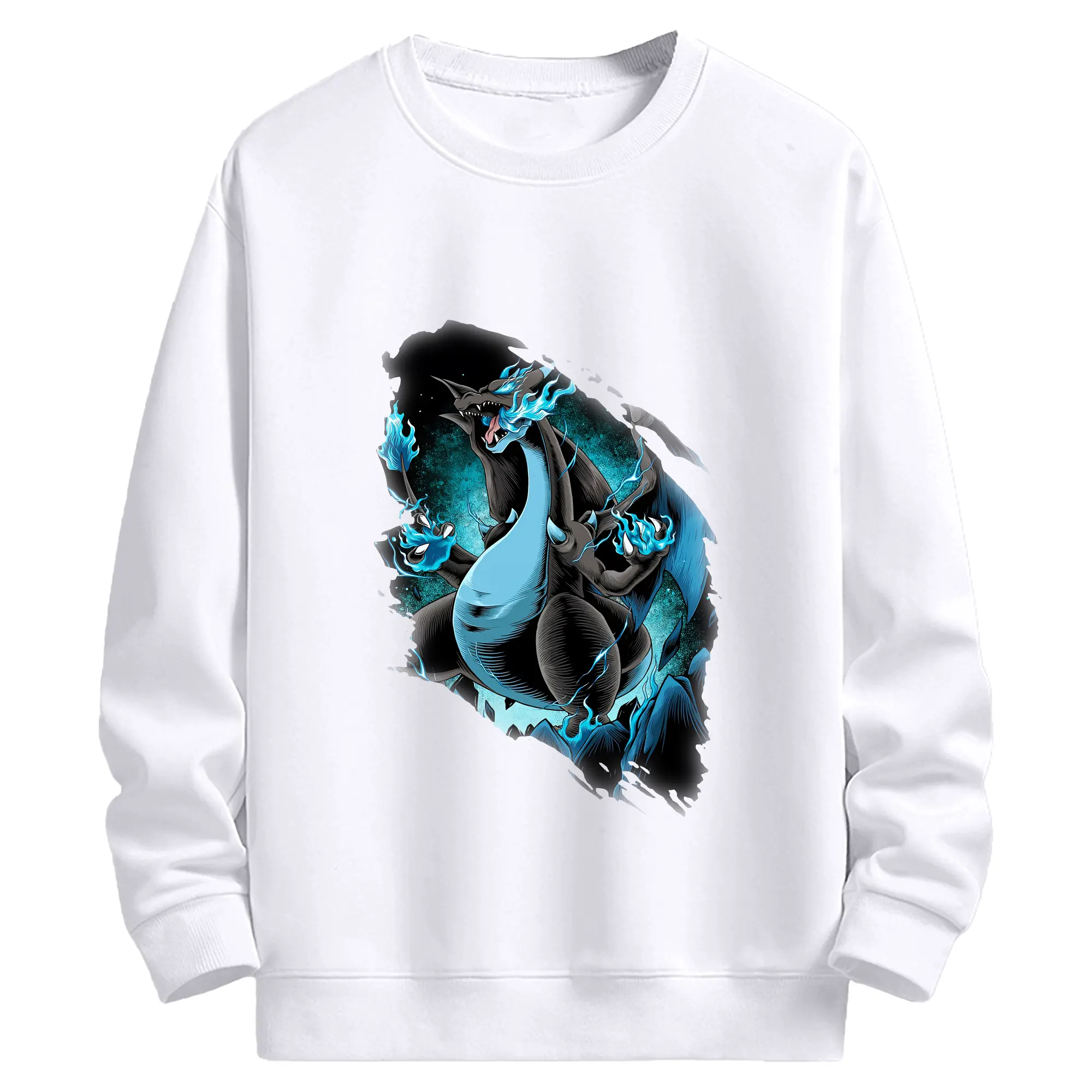 ポケモン グッズ,リザードン - 高品質 クルーネック スウェット ・ コットン59％ ポリエステル41％ ・ ユニセックス 長袖 トレーナー ・ カジュアル デイリー スポーツ 散歩用