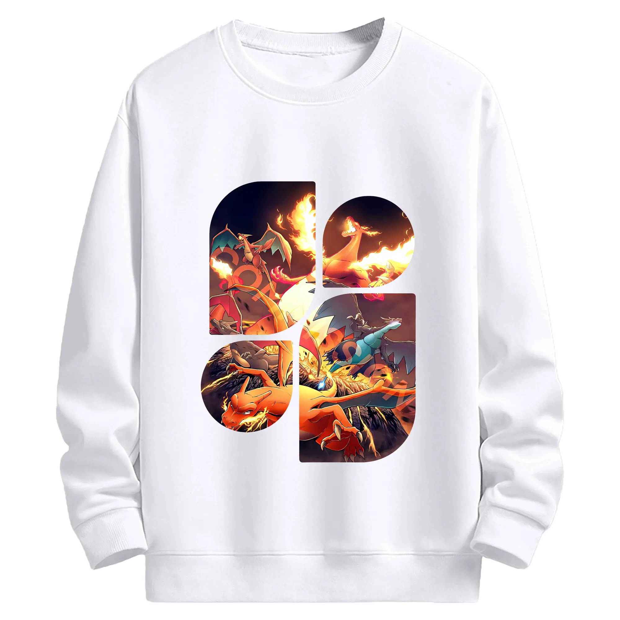 ポケモン グッズ,リザードン - 高品質 クルーネック スウェット ・ コットン59％ ポリエステル41％ ・ ユニセックス 長袖 トレーナー ・ カジュアル デイリー スポーツ 散歩用