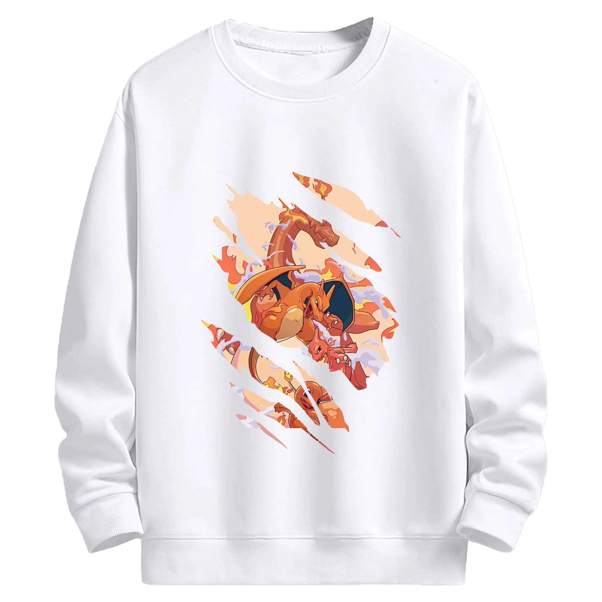 ポケモン グッズ,リザードン - 高品質 クルーネック スウェット ・ コットン59％ ポリエステル41％ ・ ユニセックス 長袖 トレーナー ・ カジュアル デイリー スポーツ 散歩用