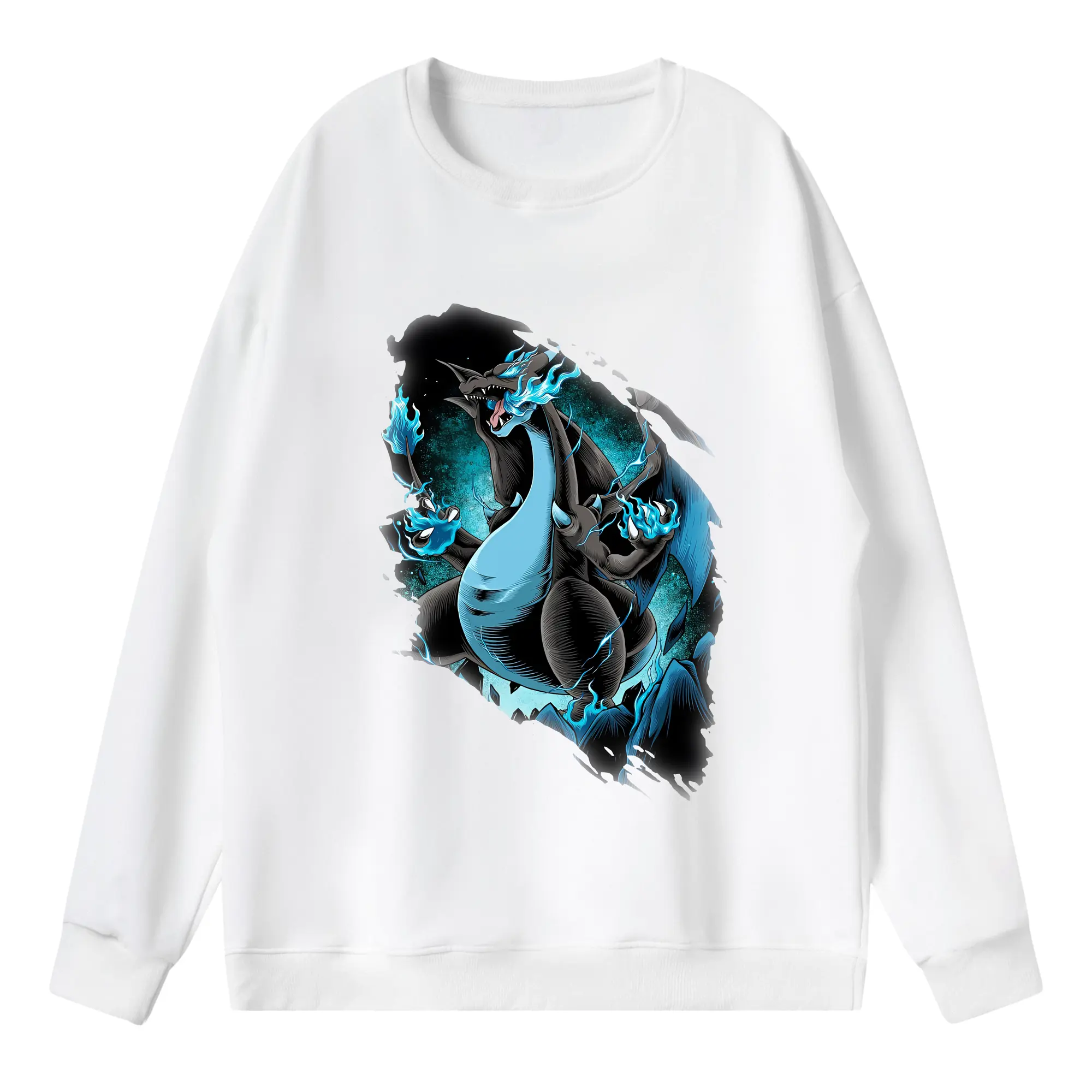 ポケモン グッズ,リザードン - 薄手 クルーネック スウェット 裏毛260g · ポリエステル 春秋向け カジュアル 男女兼用 · トレーナー デイリー スポーツ 散歩に最適