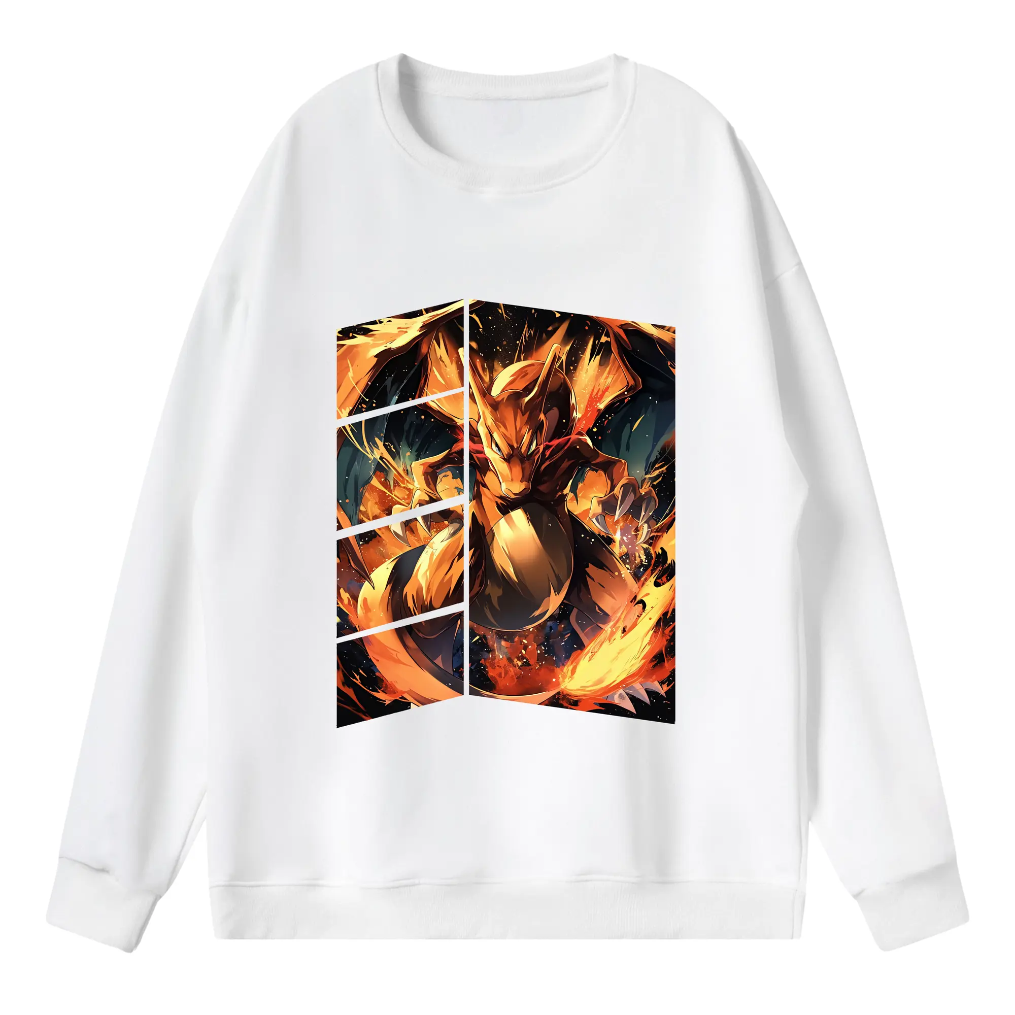 ポケモン グッズ,リザードン - 薄手 クルーネック スウェット 裏毛260g · ポリエステル 春秋向け カジュアル 男女兼用 · トレーナー デイリー スポーツ 散歩に最適