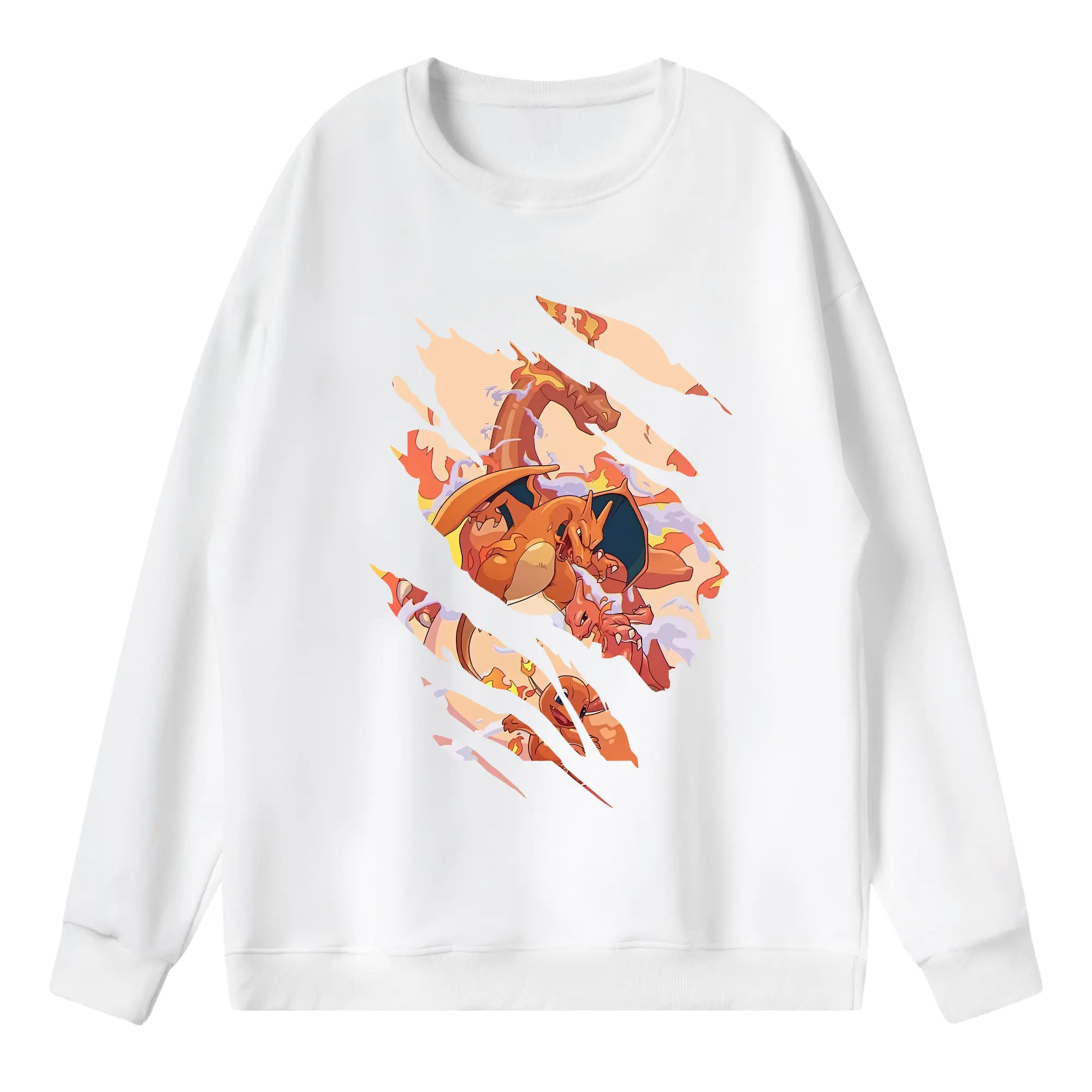 ポケモン グッズ,リザードン - 薄手 クルーネック スウェット 裏毛260g · ポリエステル 春秋向け カジュアル 男女兼用 · トレーナー デイリー スポーツ 散歩に最適