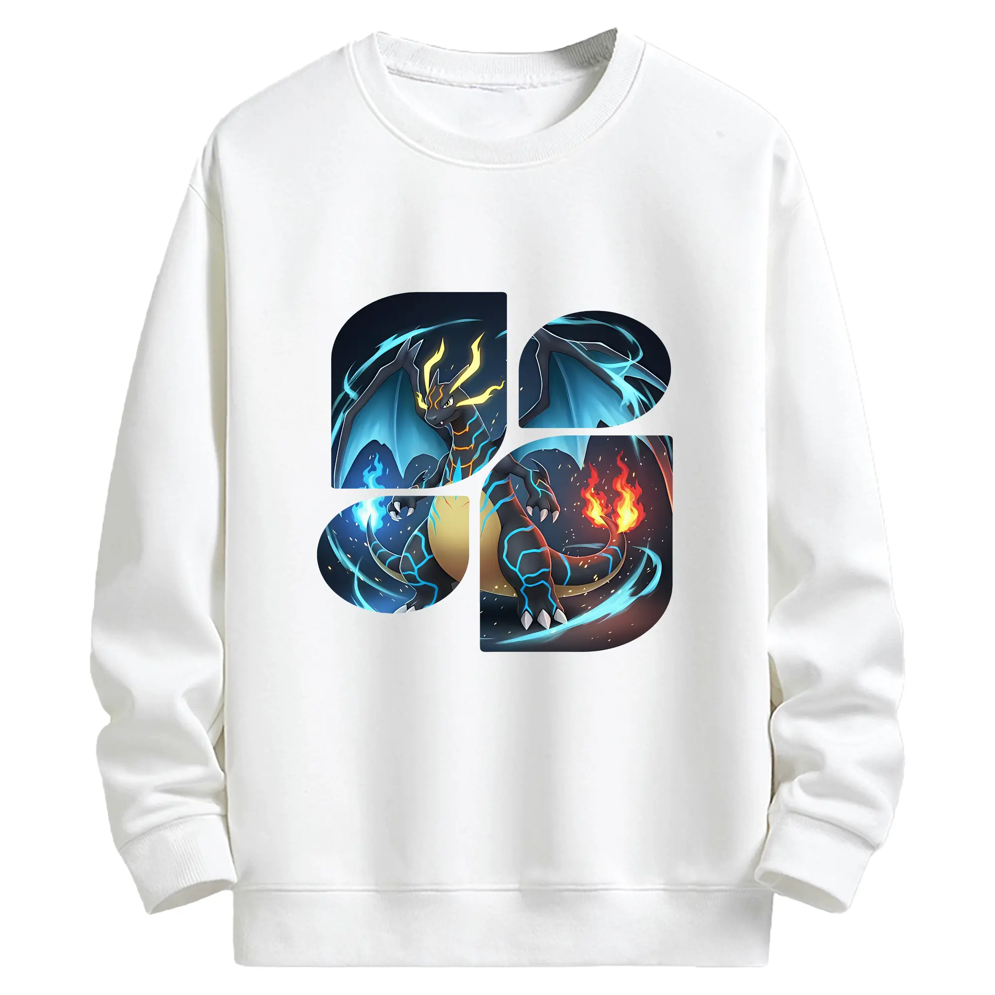 ポケモン グッズ,リザードン - キッズ クルーネックスウェットシャツ ・ フロントプリント ・ 綿80％ ポリエステル20％ ・ 快適 通学 スポーツ 日常使い お散歩用