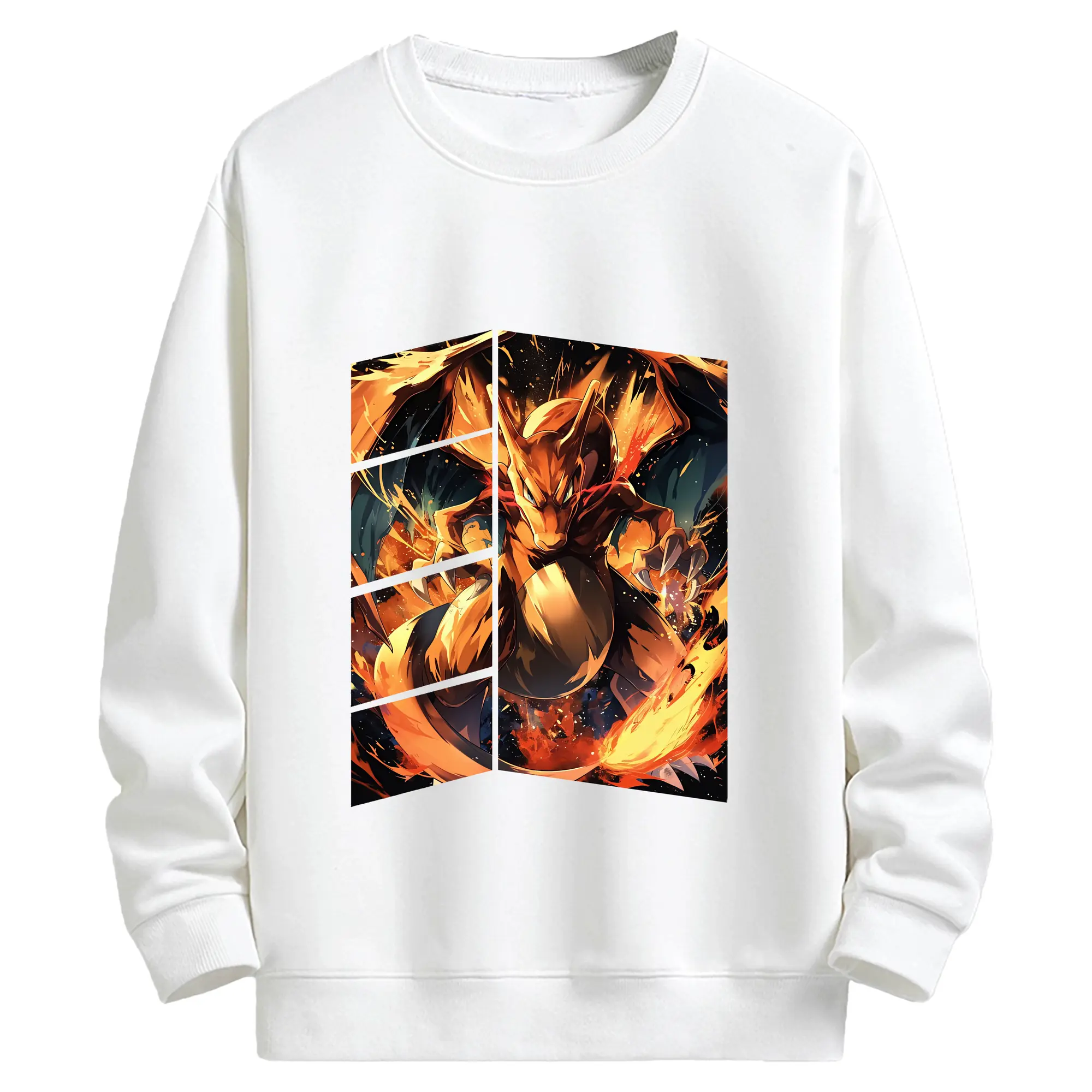 ポケモン グッズ,リザードン - キッズ クルーネックスウェットシャツ ・ フロントプリント ・ 綿80％ ポリエステル20％ ・ 快適 通学 スポーツ 日常使い お散歩用