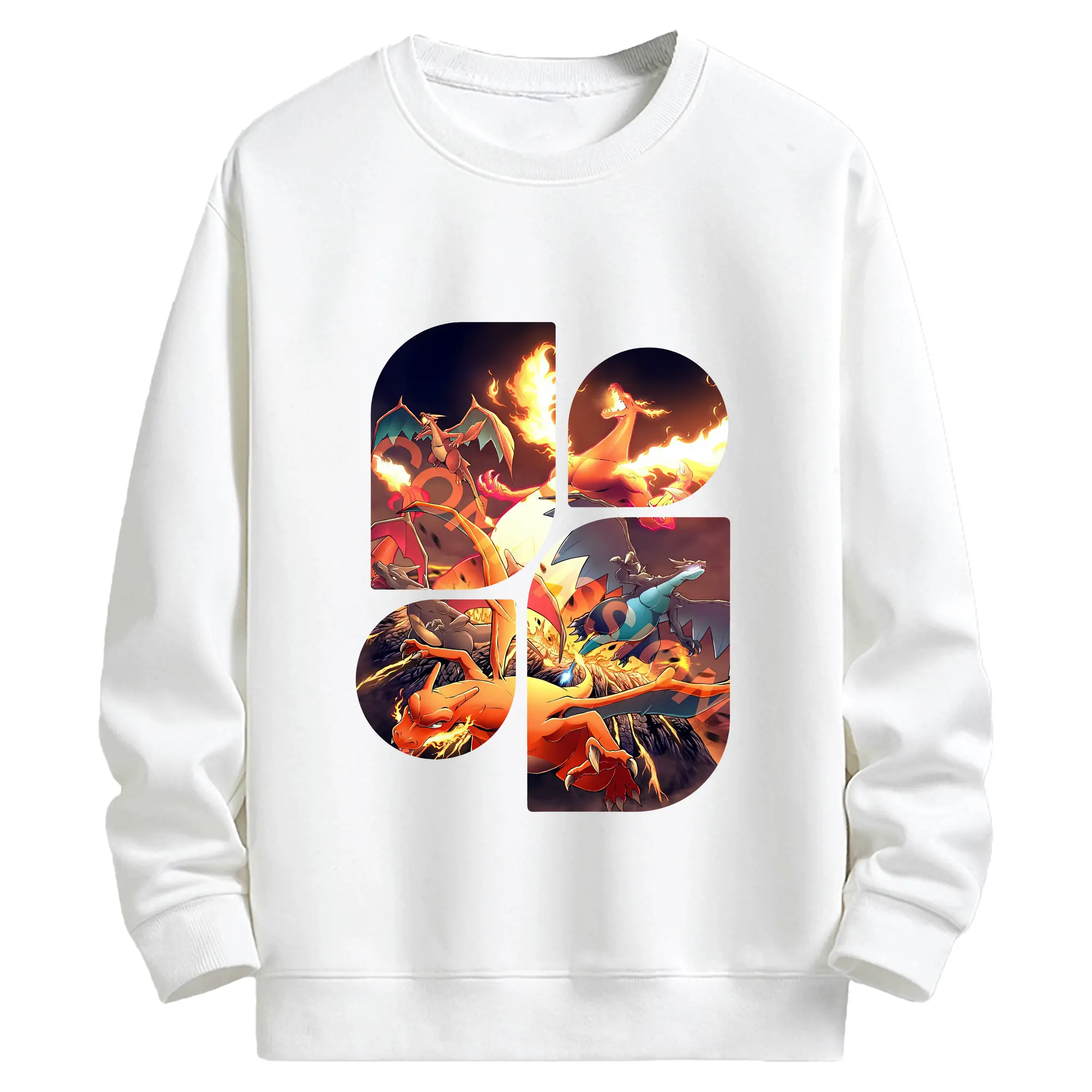 ポケモン グッズ,リザードン - キッズ クルーネックスウェットシャツ ・ フロントプリント ・ 綿80％ ポリエステル20％ ・ 快適 通学 スポーツ 日常使い お散歩用