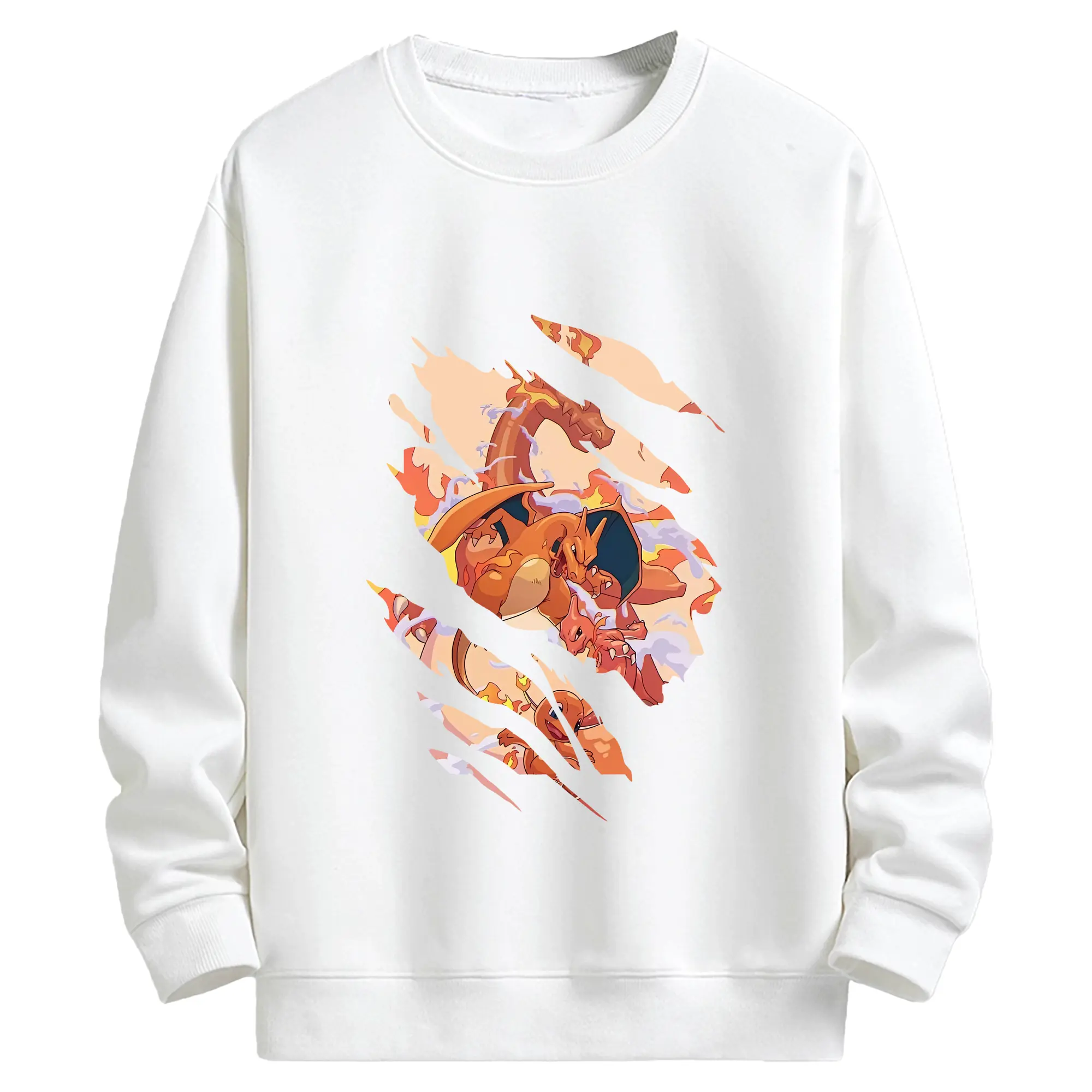 ポケモン グッズ,リザードン - キッズ クルーネックスウェットシャツ ・ フロントプリント ・ 綿80％ ポリエステル20％ ・ 快適 通学 スポーツ 日常使い お散歩用