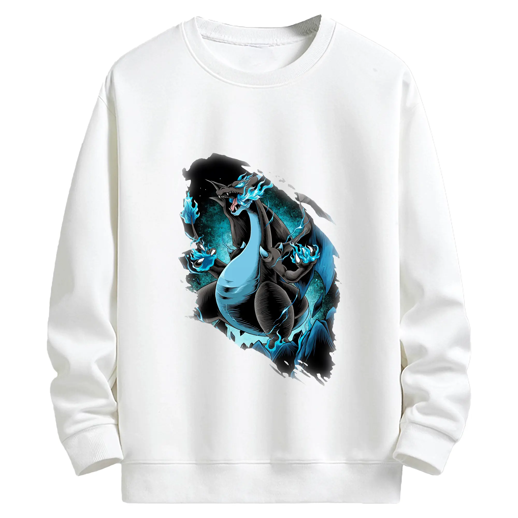 ポケモン グッズ,リザードン - キッズ クルーネックスウェットシャツ ・ フロントプリント ・ 綿80％ ポリエステル20％ ・ 快適 通学 スポーツ 日常使い お散歩用