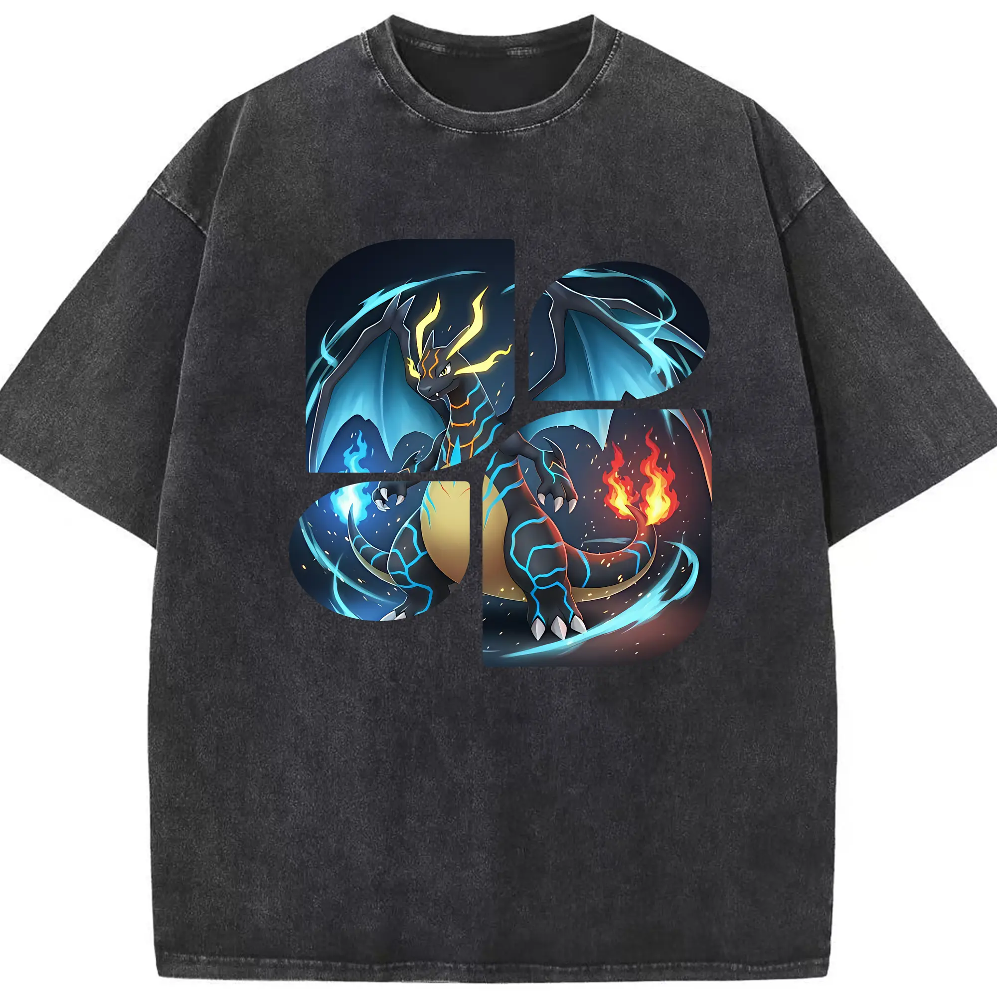 ポケモン グッズ,リザードン - 綿100％ ヴィンテージ風 半袖Tシャツ ・ フロントプリント ・ 柔らか肌触り ・ 通気性 快適 ・ スポーツ カジュアル 外出用