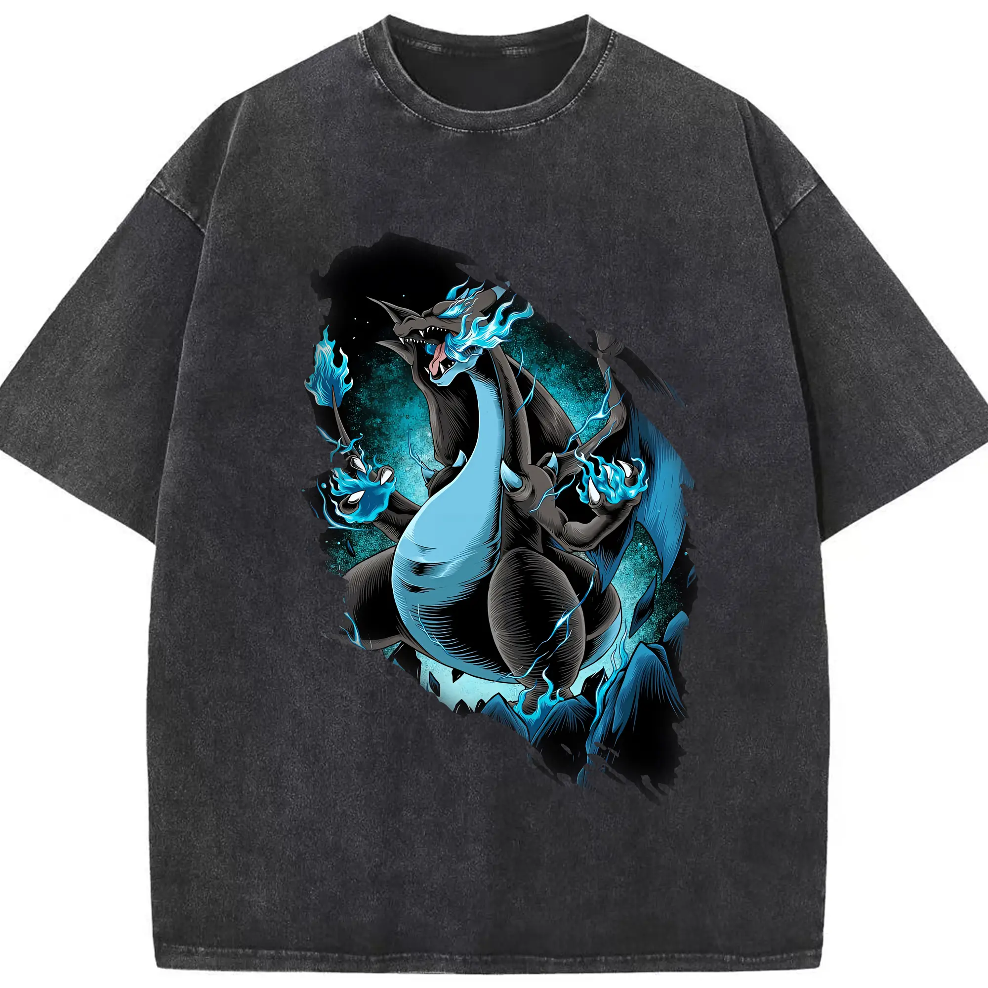 ポケモン グッズ,リザードン - 綿100％ ヴィンテージ風 半袖Tシャツ ・ フロントプリント ・ 柔らか肌触り ・ 通気性 快適 ・ スポーツ カジュアル 外出用