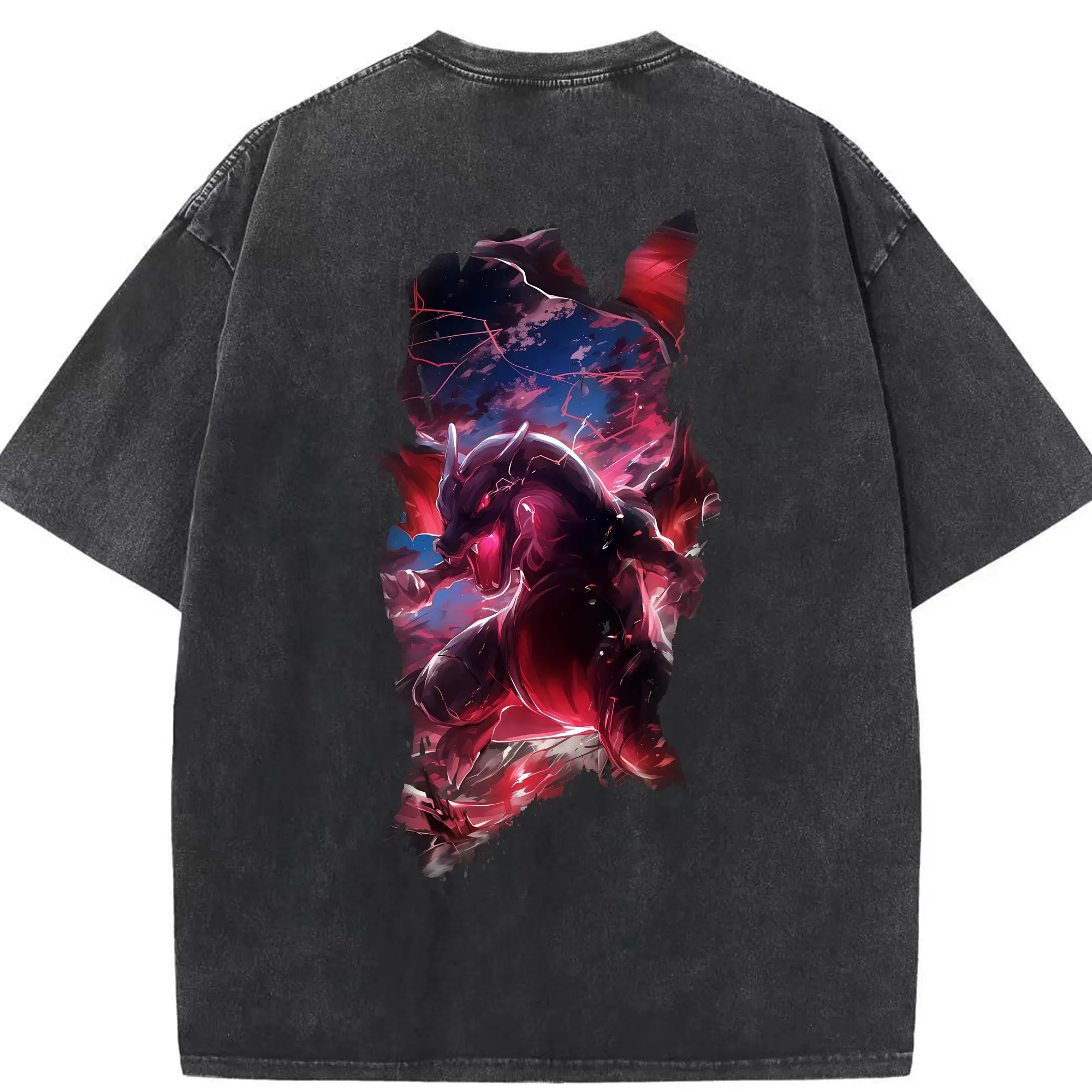 ポケモン グッズ,リザードン - 綿100％ ヴィンテージ風 半袖Tシャツ ・ 背面プリント ・ 柔らか肌触り ・ 通気性 快適 ・ スポーツ カジュアル 外出用