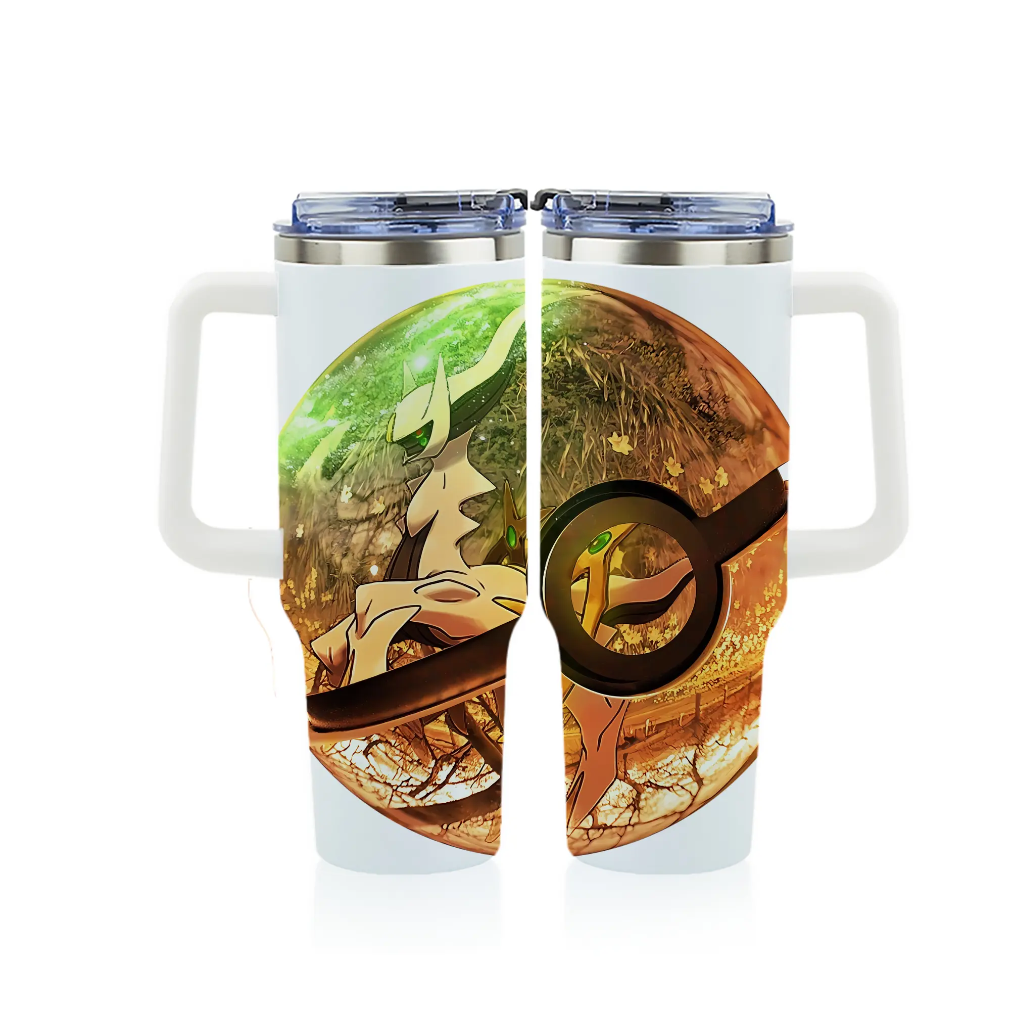 ポケモン グッズ,アルセウス - 1200mL フルプリント車用タンブラー ・ 304ステンレス 内側 ・ 201ステンレス 外側 ・ 保温 保冷 ・ 通勤 ドライブ アウトドア用