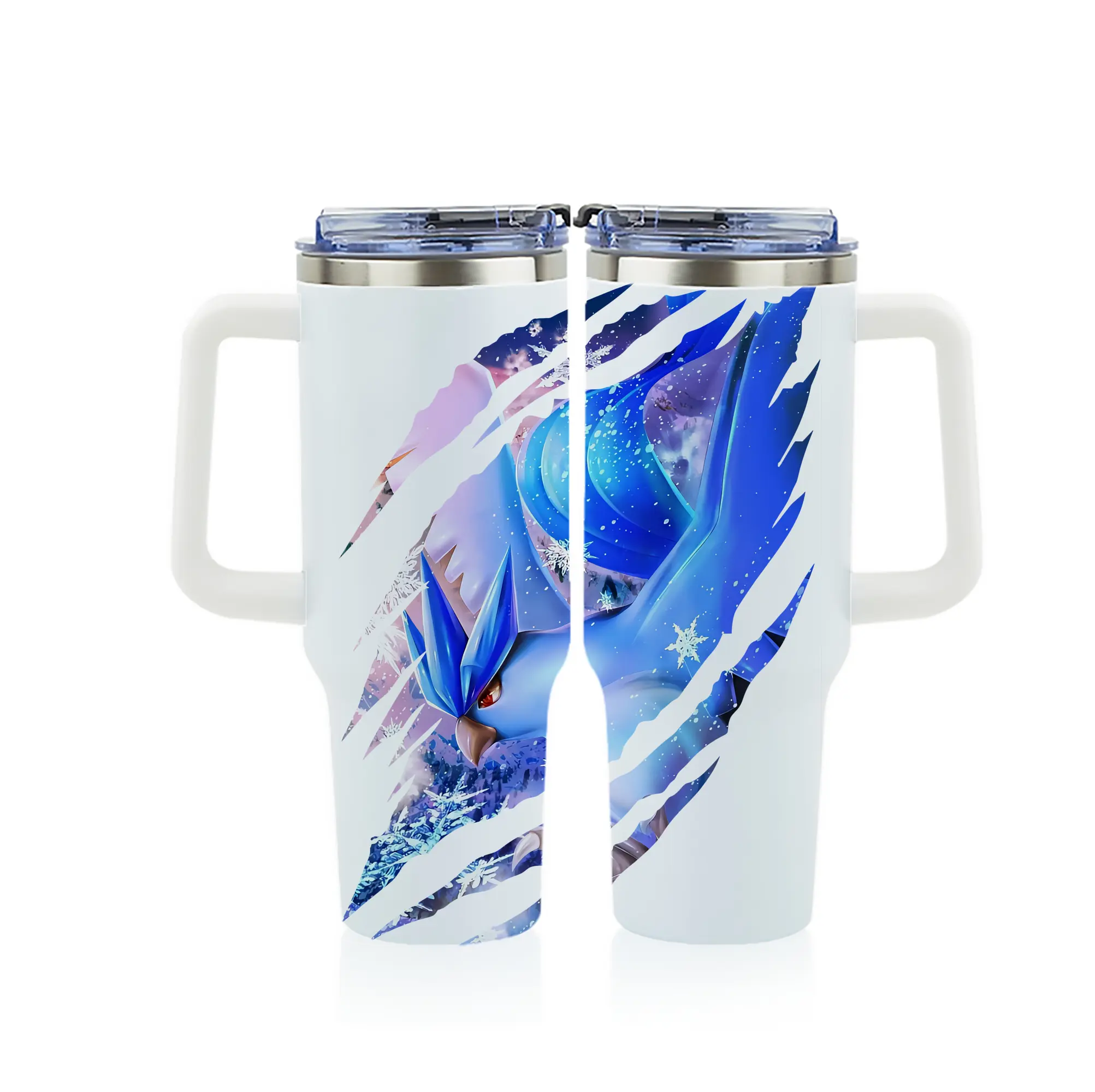 ポケモン グッズ,フリーザー - 1200mL フルプリント車用タンブラー ・ 304ステンレス 内側 ・ 201ステンレス 外側 ・ 保温 保冷 ・ 通勤 ドライブ アウトドア用