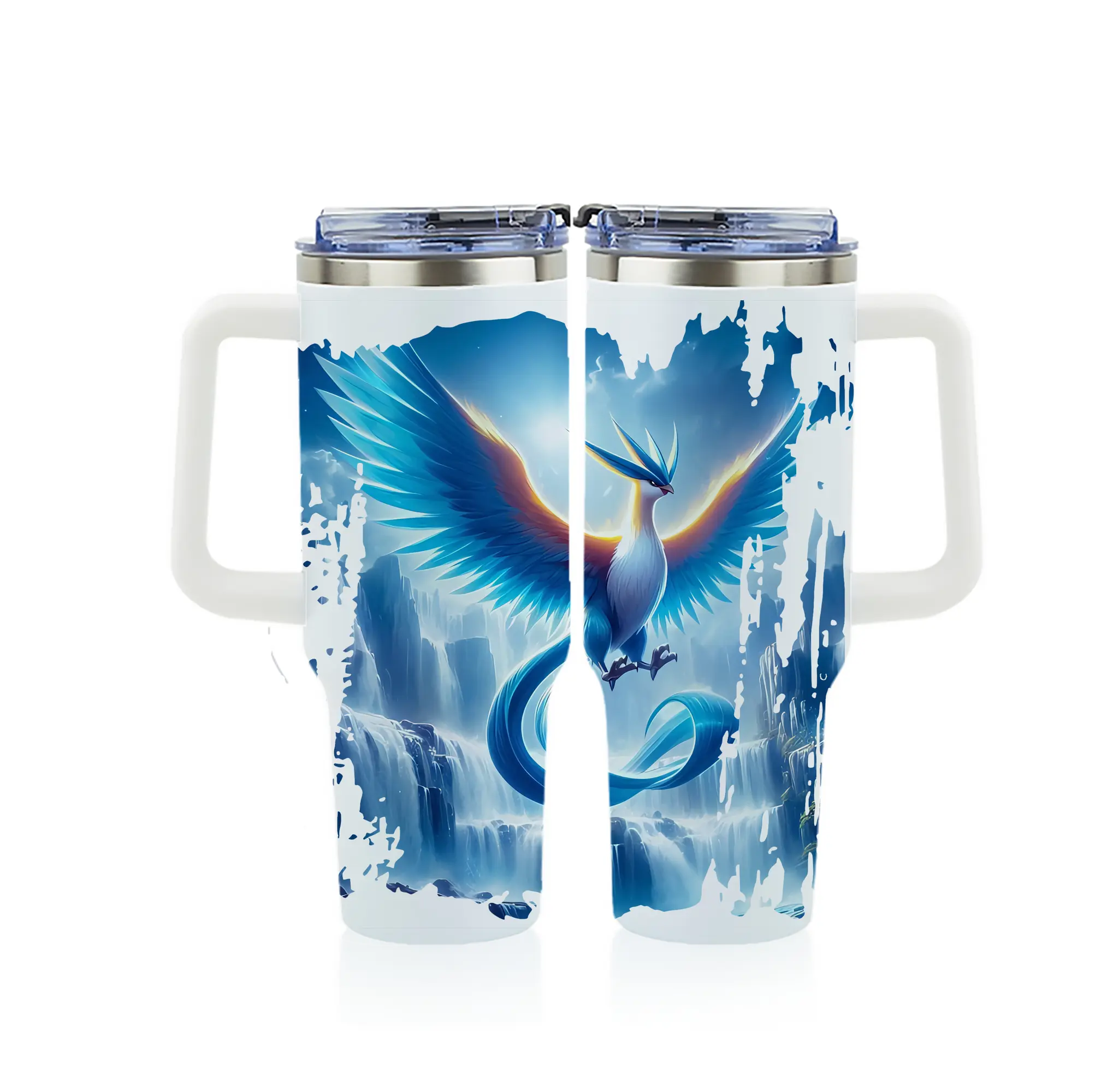 ポケモン グッズ,フリーザー - 1200mL フルプリント車用タンブラー ・ 304ステンレス 内側 ・ 201ステンレス 外側 ・ 保温 保冷 ・ 通勤 ドライブ アウトドア用