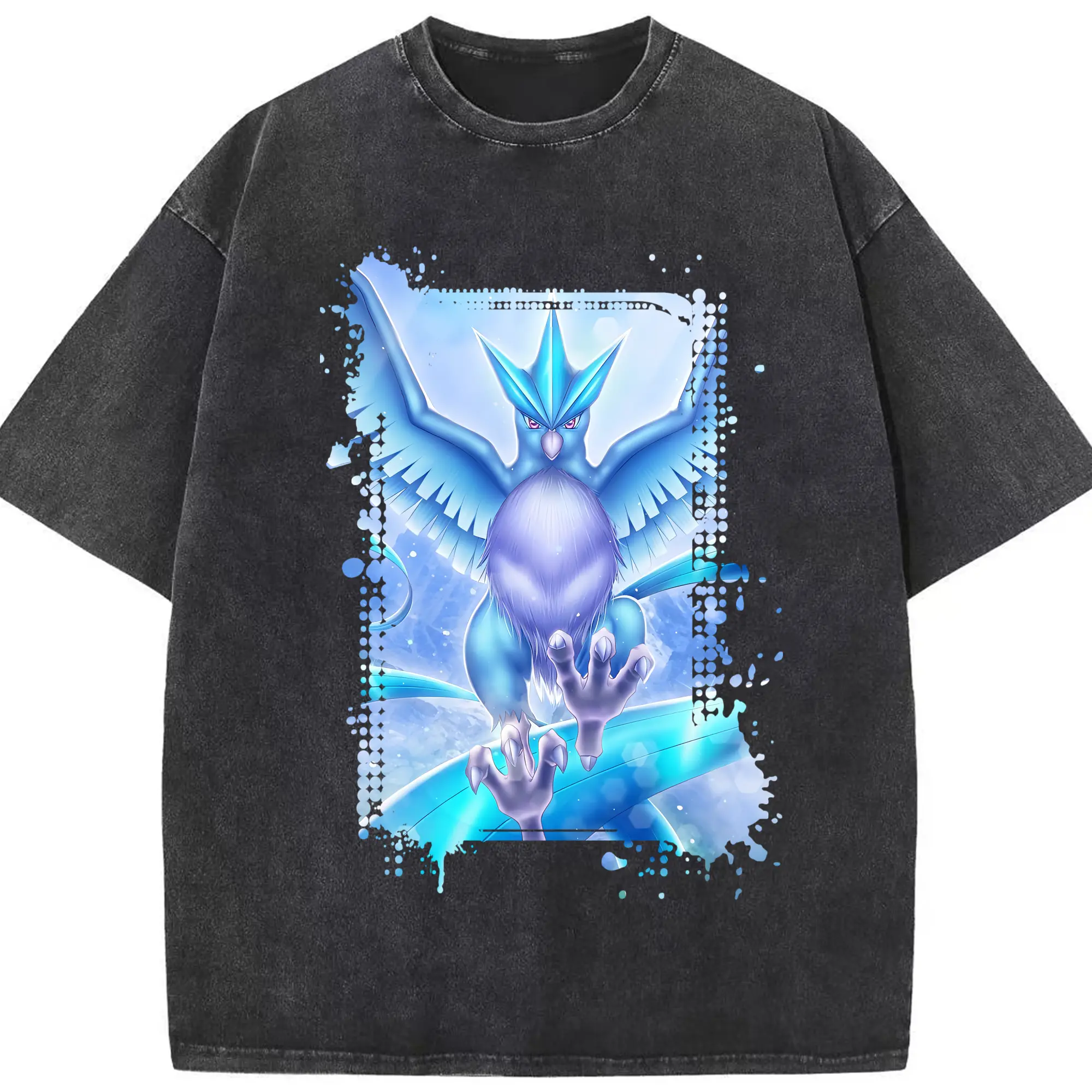 ポケモン グッズ,フリーザー - 綿100％ ヴィンテージ風 半袖Tシャツ ・ フロントプリント ・ 柔らか肌触り ・ 通気性 快適 ・ スポーツ カジュアル 外出用