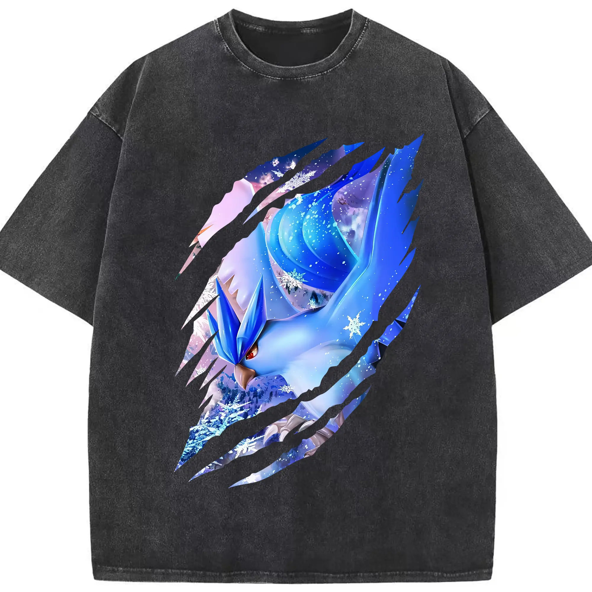 ポケモン グッズ,フリーザー - 綿100％ ヴィンテージ風 半袖Tシャツ ・ フロントプリント ・ 柔らか肌触り ・ 通気性 快適 ・ スポーツ カジュアル 外出用