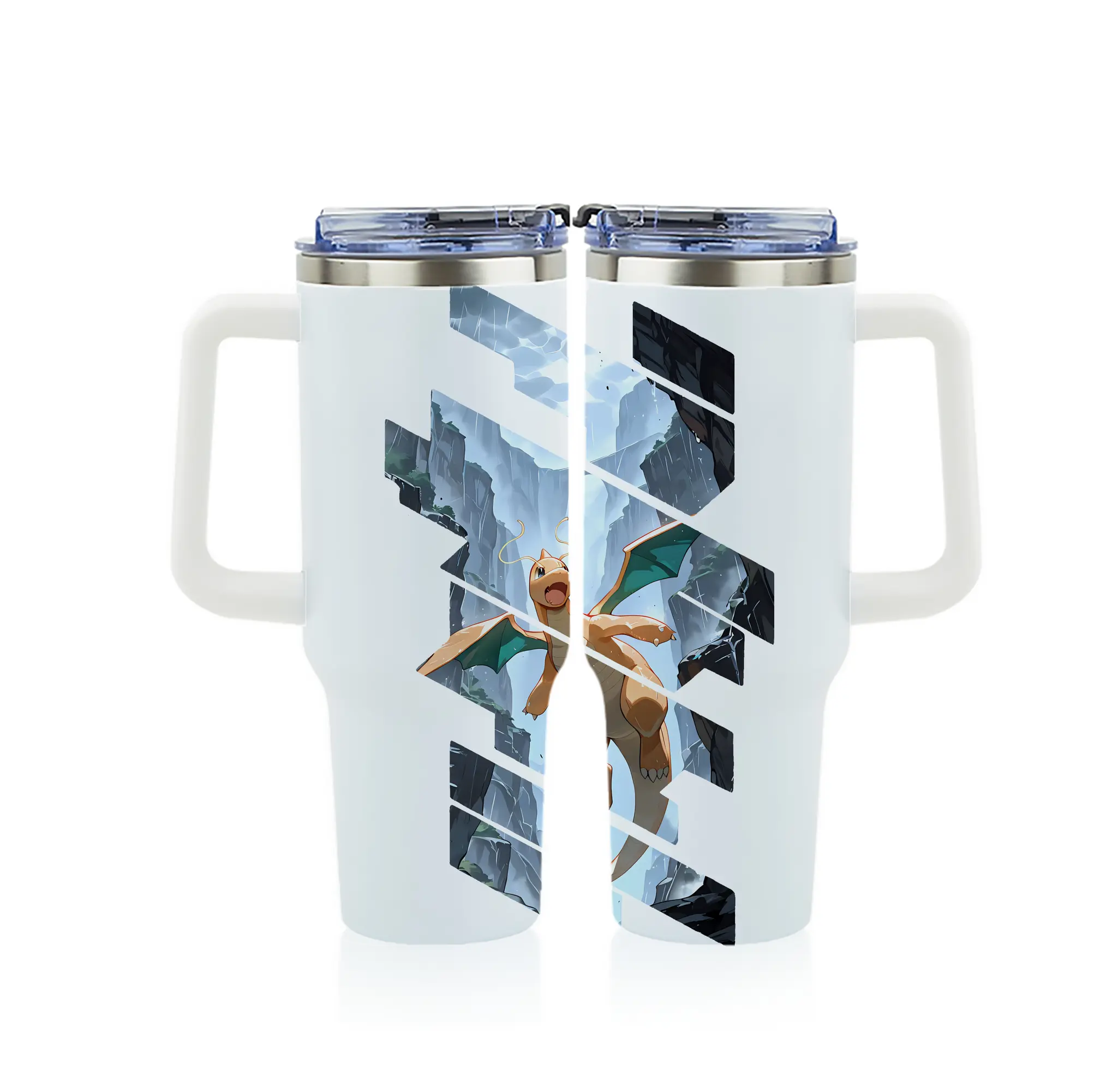 ポケモン グッズ,カイリュー - 1200mL フルプリント車用タンブラー ・ 304ステンレス 内側 ・ 201ステンレス 外側 ・ 保温 保冷 ・ 通勤 ドライブ アウトドア用