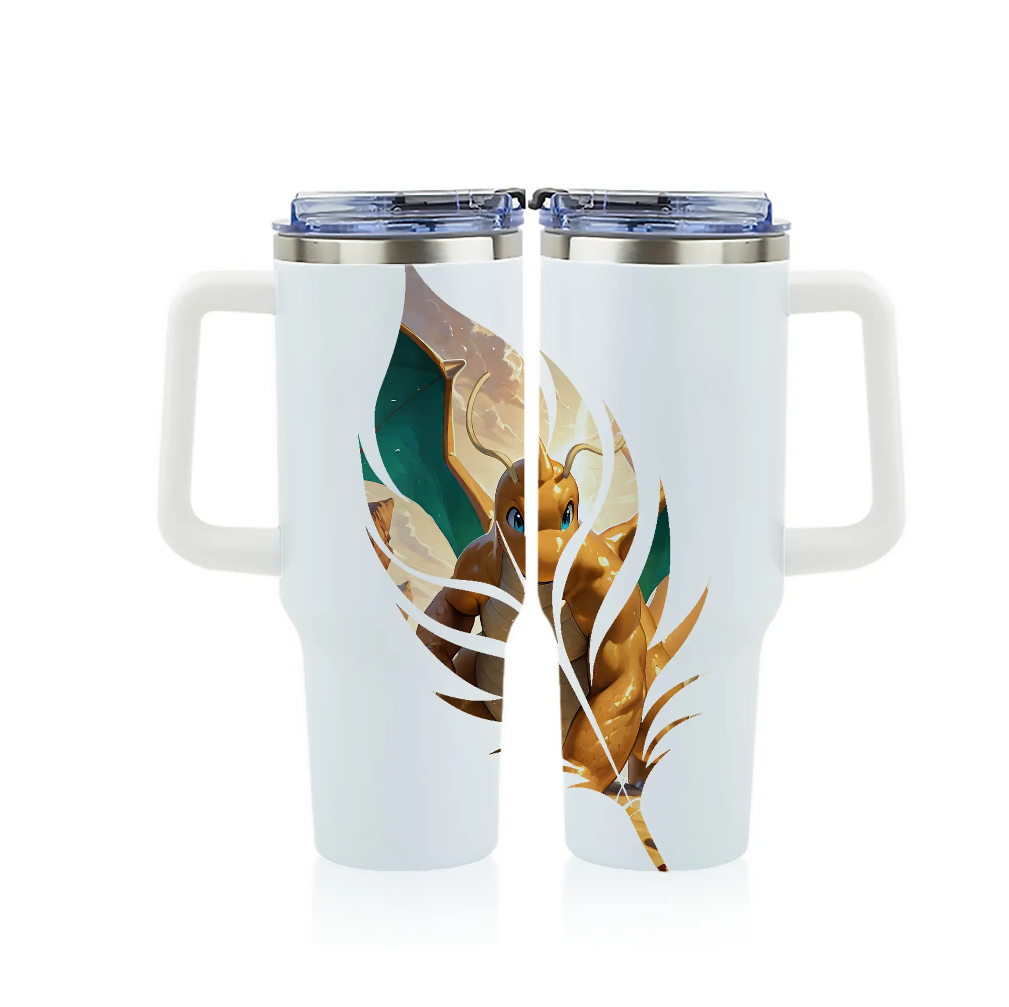 ポケモン グッズ,カイリュー - 1200mL フルプリント車用タンブラー ・ 304ステンレス 内側 ・ 201ステンレス 外側 ・ 保温 保冷 ・ 通勤 ドライブ アウトドア用