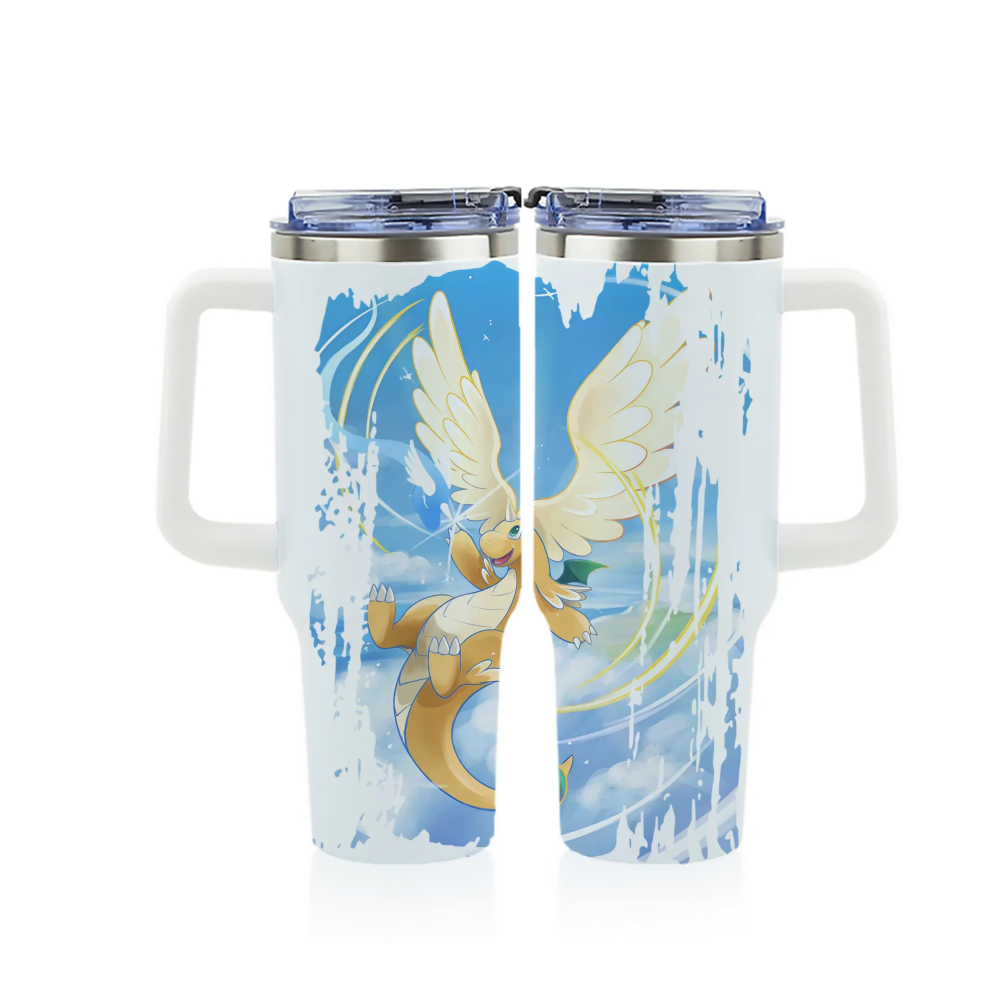 ポケモン グッズ,カイリュー - 1200mL フルプリント車用タンブラー ・ 304ステンレス 内側 ・ 201ステンレス 外側 ・ 保温 保冷 ・ 通勤 ドライブ アウトドア用