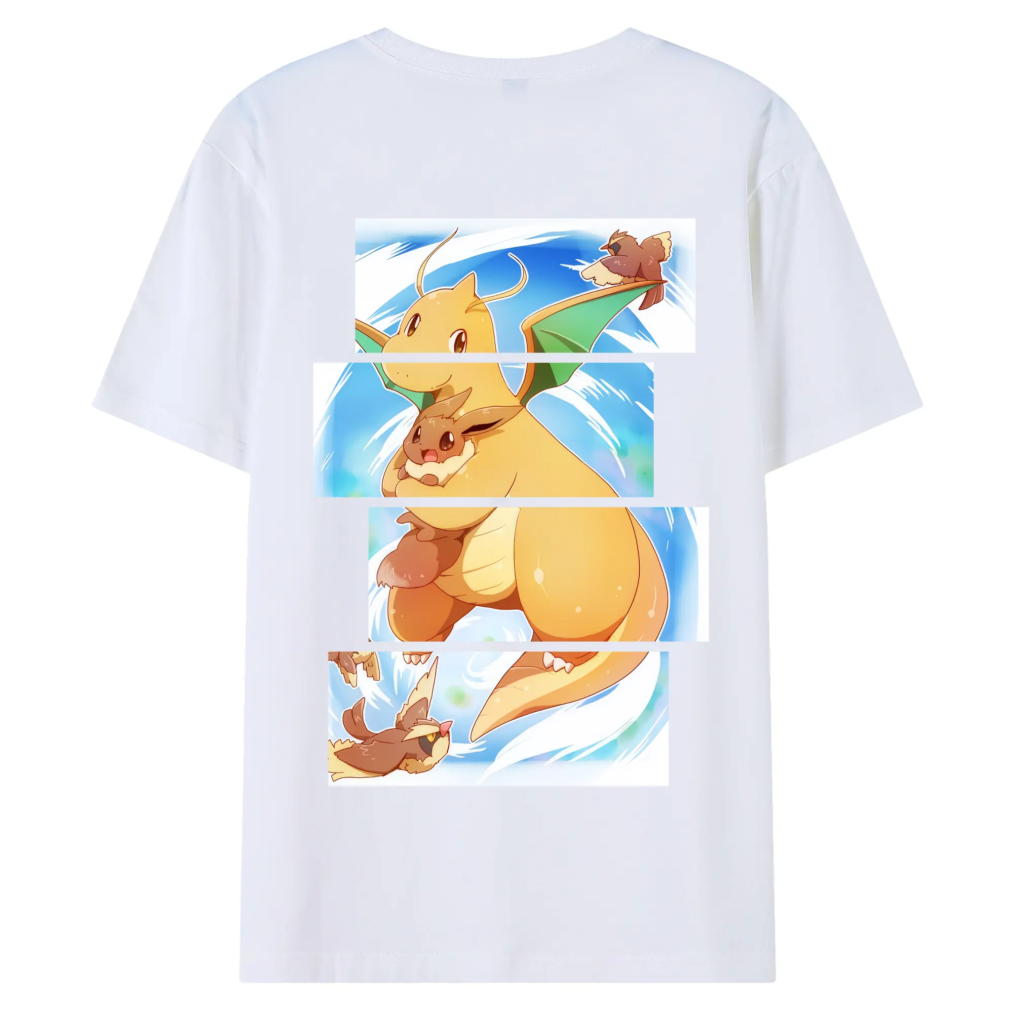 ポケモン グッズ,カイリュー - 綿100％ 半袖Tシャツ ・ バックプリント ・ 快適 通気性 ・ 日常使い 散歩 スポーツ用