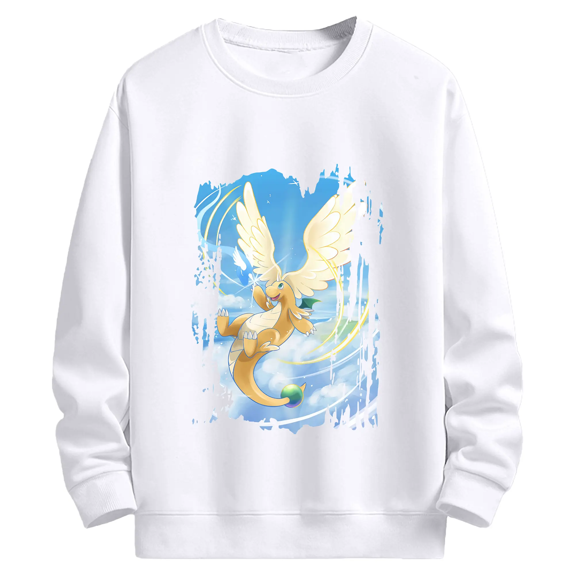 ポケモン グッズ,カイリュー - 高品質 クルーネック スウェット ・ コットン59％ ポリエステル41％ ・ ユニセックス 長袖 トレーナー ・ カジュアル デイリー スポーツ 散歩用