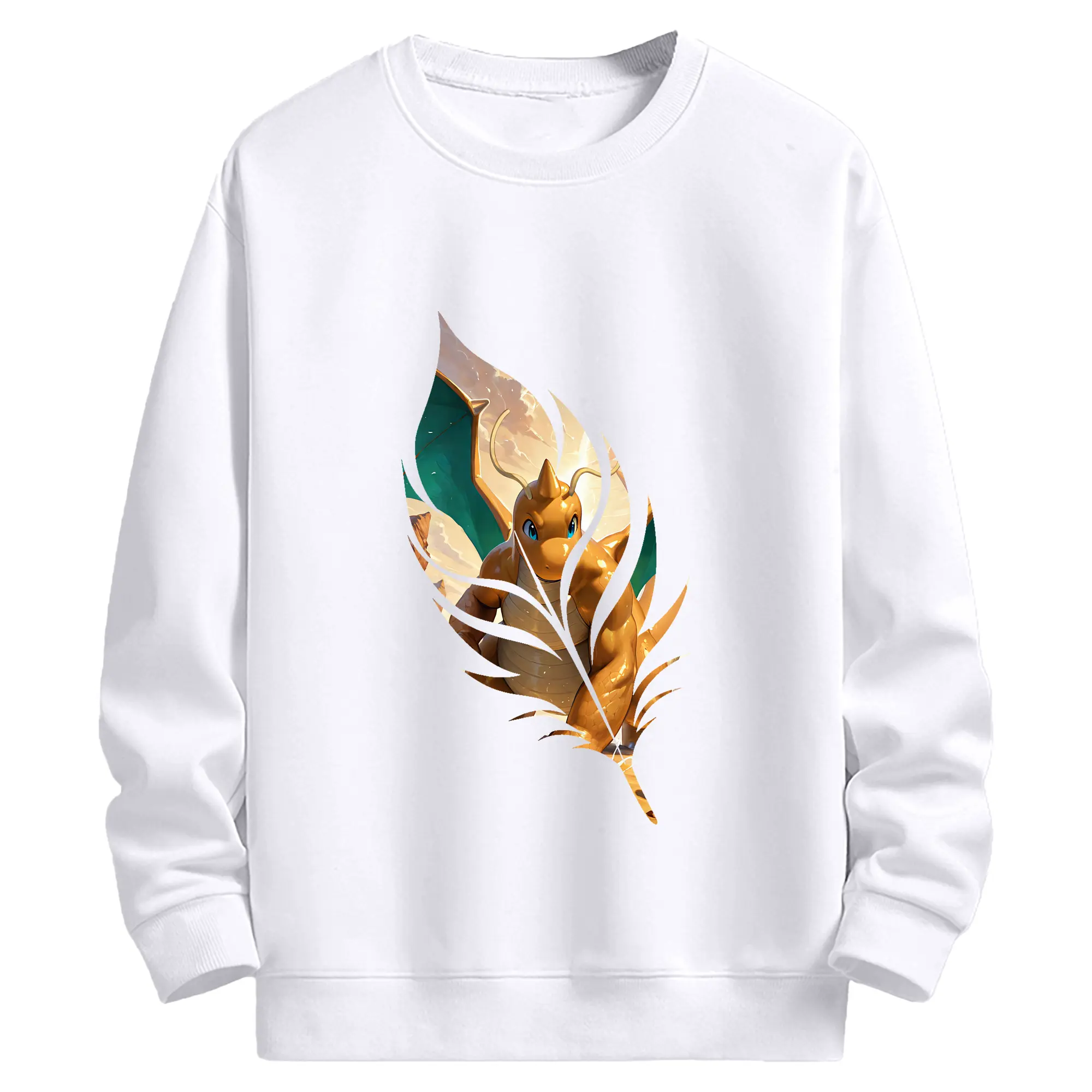 ポケモン グッズ,カイリュー - 高品質 クルーネック スウェット ・ コットン59％ ポリエステル41％ ・ ユニセックス 長袖 トレーナー ・ カジュアル デイリー スポーツ 散歩用