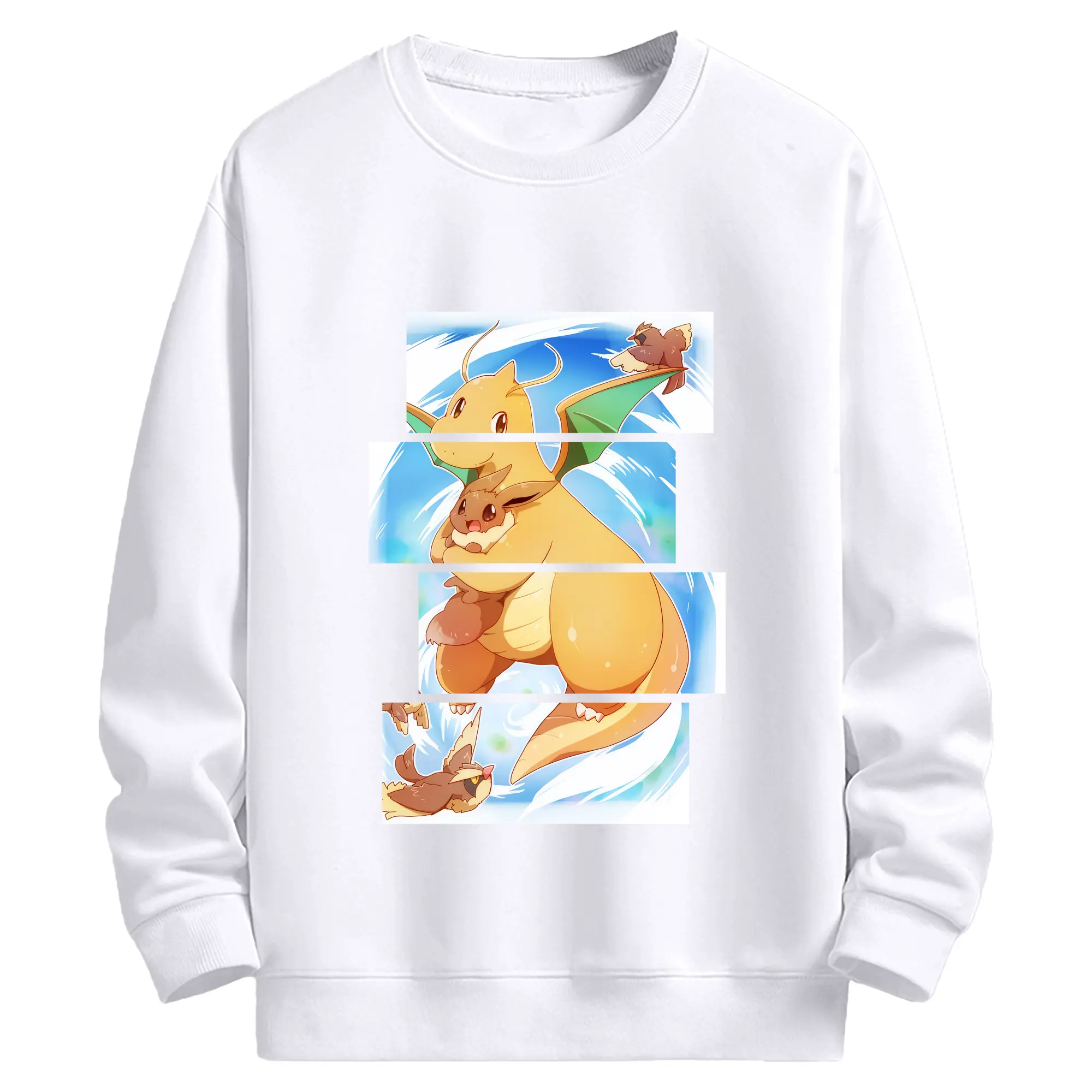 ポケモン グッズ,カイリュー - 高品質 クルーネック スウェット ・ コットン59％ ポリエステル41％ ・ ユニセックス 長袖 トレーナー ・ カジュアル デイリー スポーツ 散歩用