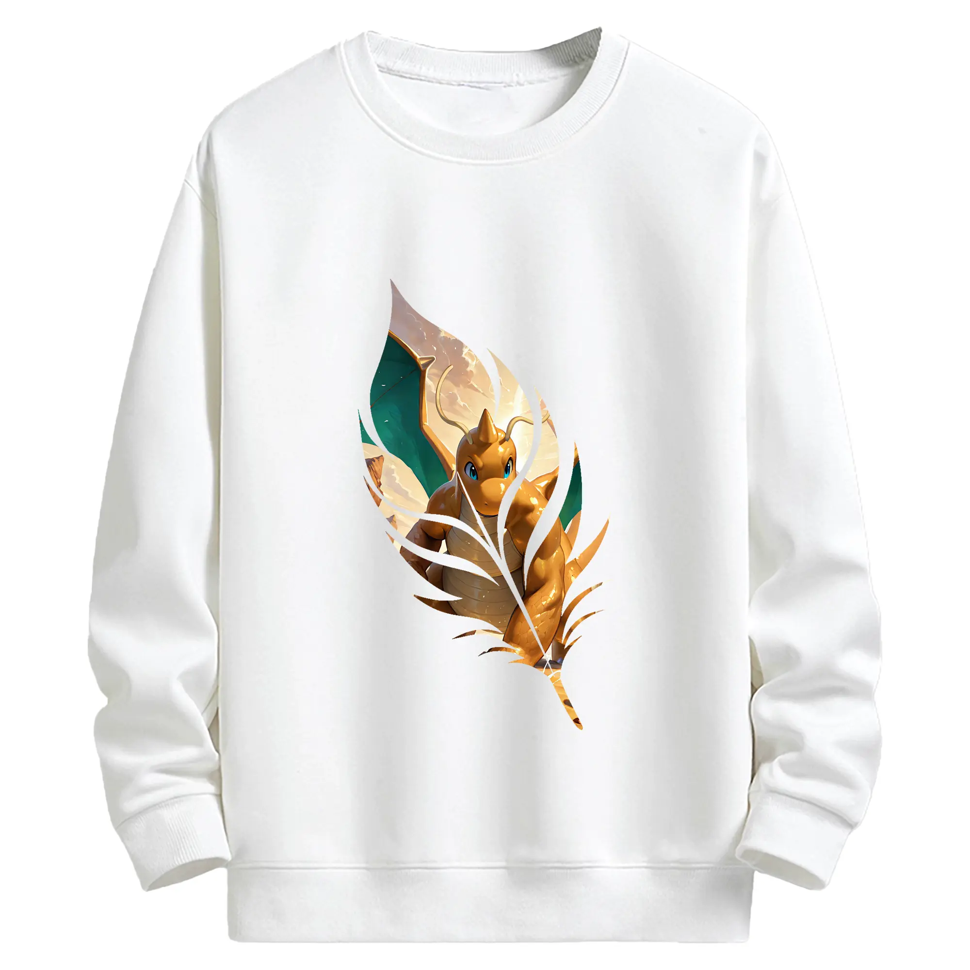 ポケモン グッズ,カイリュー - キッズ クルーネックスウェットシャツ ・ フロントプリント ・ 綿80％ ポリエステル20％ ・ 快適 通学 スポーツ 日常使い お散歩用