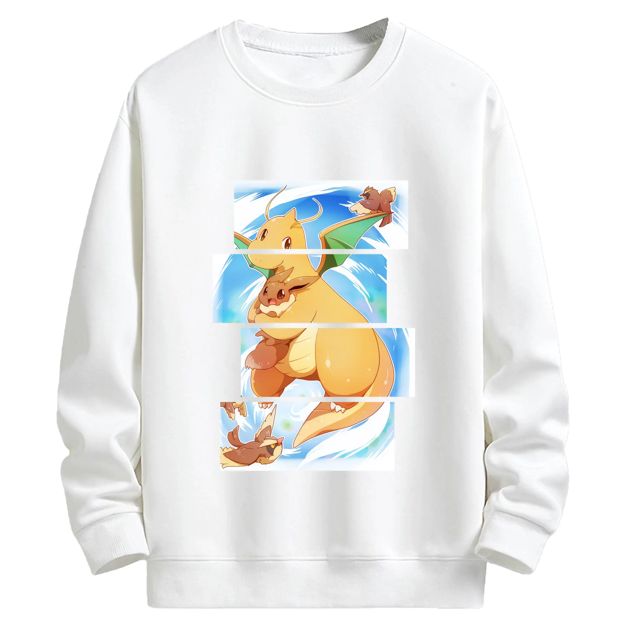 ポケモン グッズ,カイリュー - キッズ クルーネックスウェットシャツ ・ フロントプリント ・ 綿80％ ポリエステル20％ ・ 快適 通学 スポーツ 日常使い お散歩用