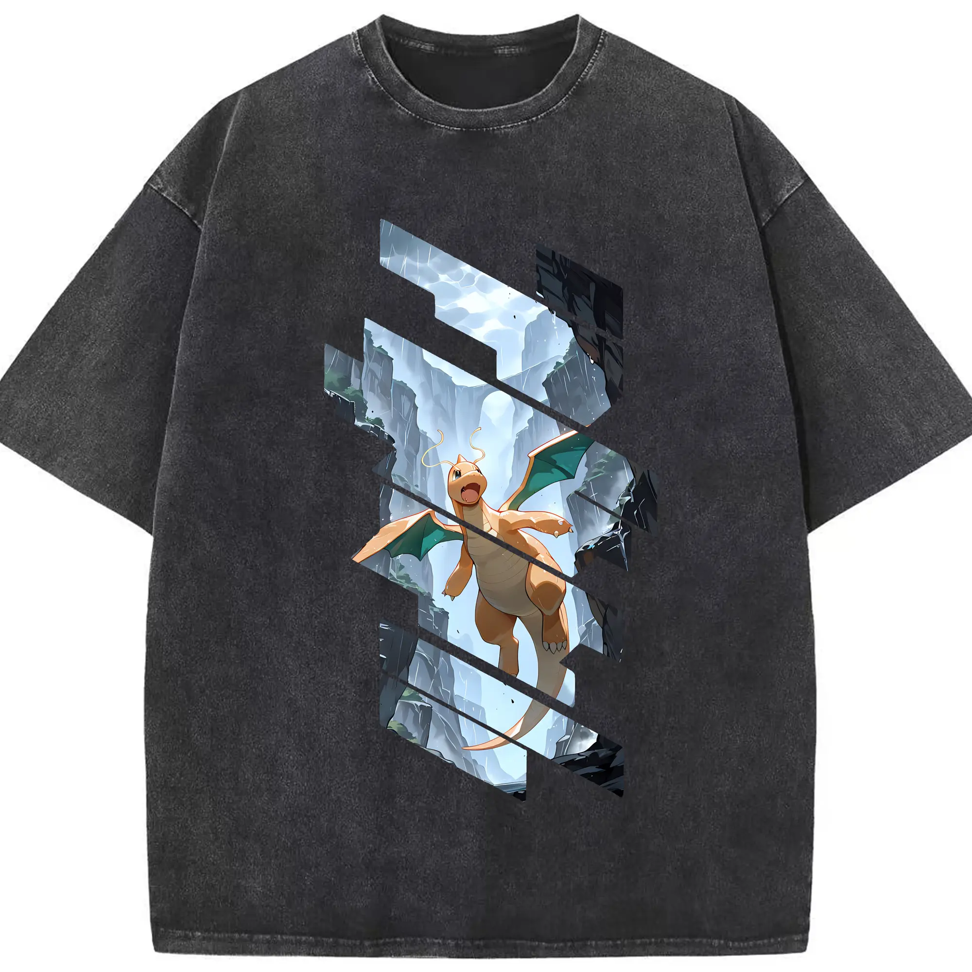 ポケモン グッズ,カイリュー - 綿100％ ヴィンテージ風 半袖Tシャツ ・ フロントプリント ・ 柔らか肌触り ・ 通気性 快適 ・ スポーツ カジュアル 外出用