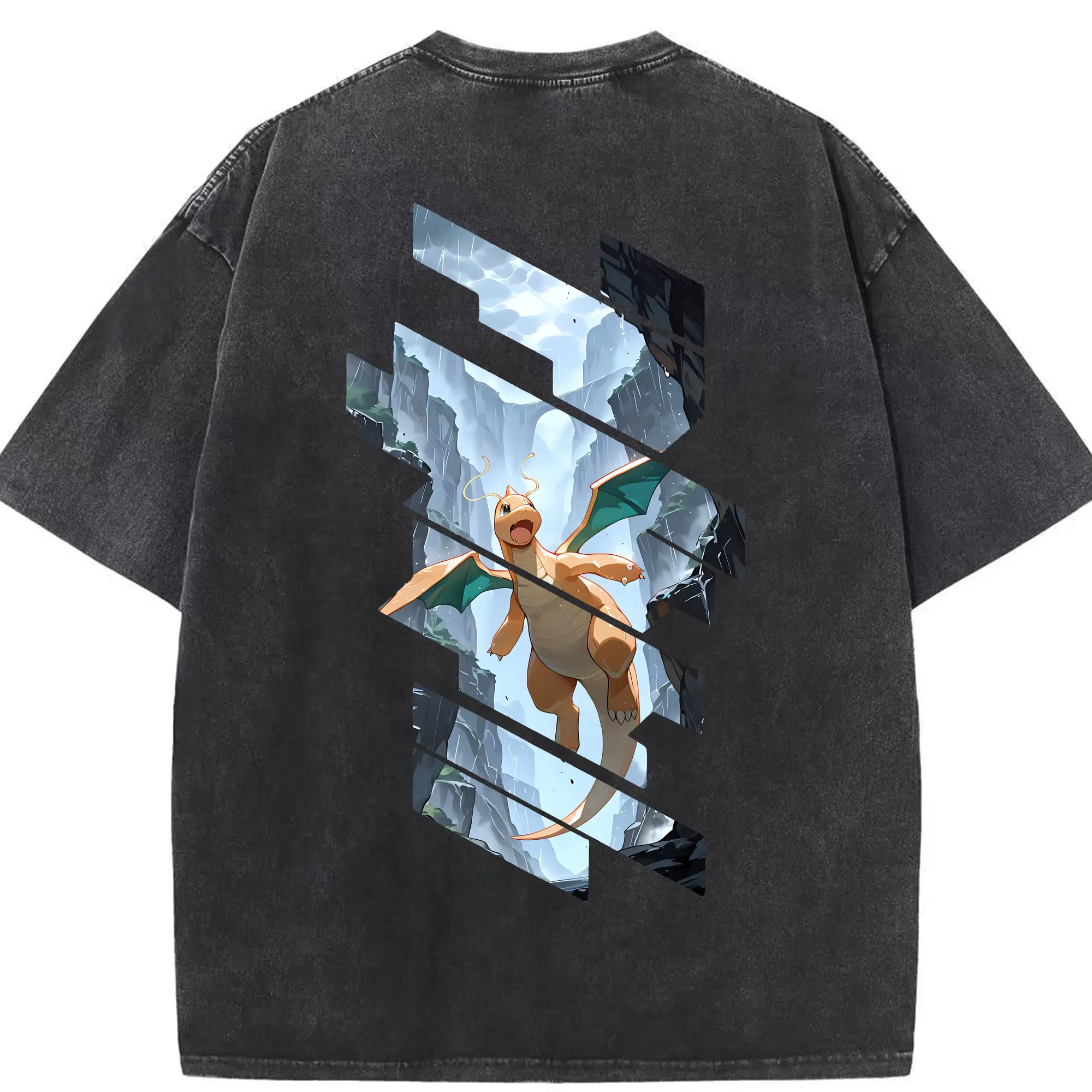 ポケモン グッズ,カイリュー - 綿100％ ヴィンテージ風 半袖Tシャツ ・ 背面プリント ・ 柔らか肌触り ・ 通気性 快適 ・ スポーツ カジュアル 外出用