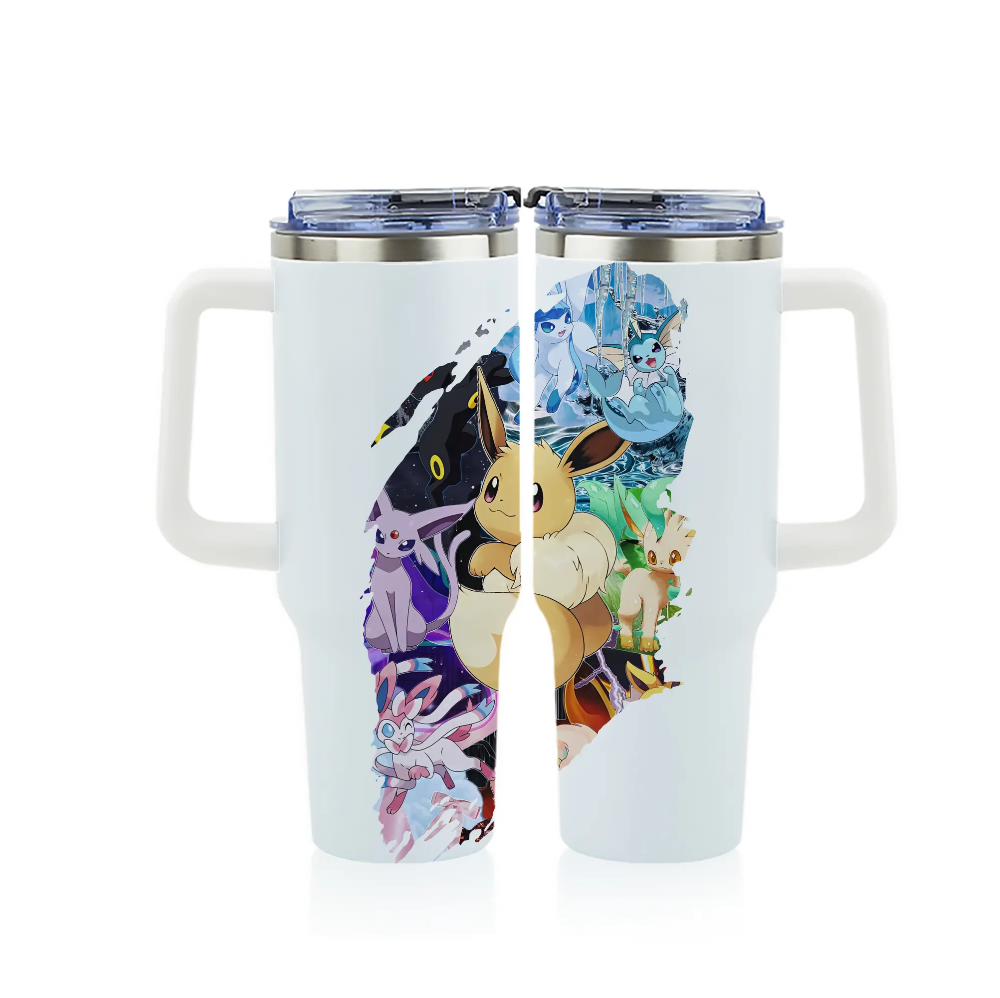 ポケモン グッズ,イーブイ - 1200mL フルプリント車用タンブラー ・ 304ステンレス 内側 ・ 201ステンレス 外側 ・ 保温 保冷 ・ 通勤 ドライブ アウトドア用