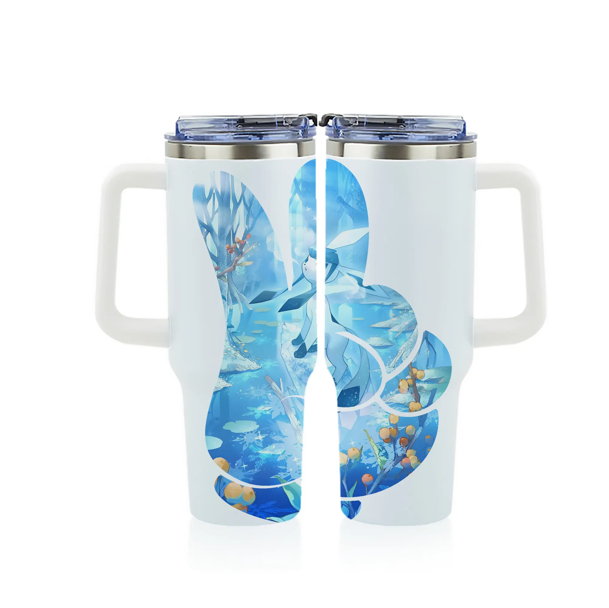 ポケモン グッズ,イーブイ - 1200mL フルプリント車用タンブラー ・ 304ステンレス 内側 ・ 201ステンレス 外側 ・ 保温 保冷 ・ 通勤 ドライブ アウトドア用