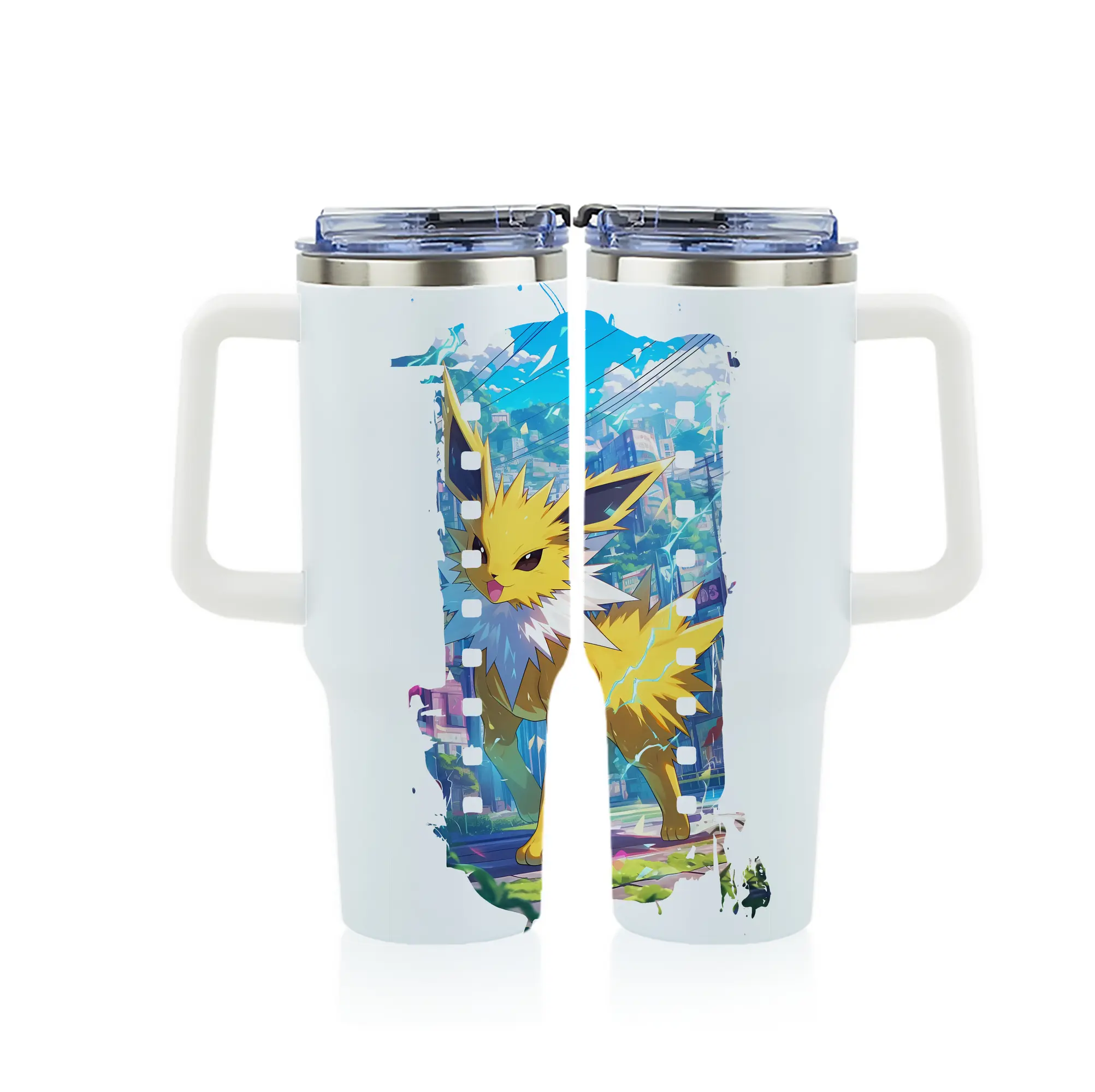 ポケモン グッズ,イーブイ - 1200mL フルプリント車用タンブラー ・ 304ステンレス 内側 ・ 201ステンレス 外側 ・ 保温 保冷 ・ 通勤 ドライブ アウトドア用