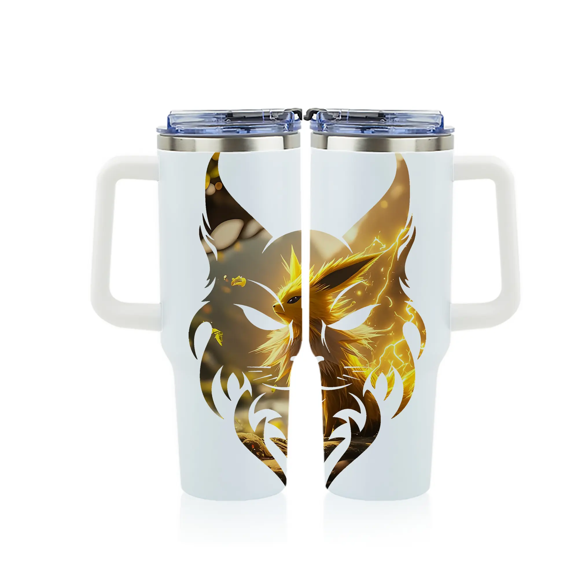 ポケモン グッズ,イーブイ - 1200mL フルプリント車用タンブラー ・ 304ステンレス 内側 ・ 201ステンレス 外側 ・ 保温 保冷 ・ 通勤 ドライブ アウトドア用