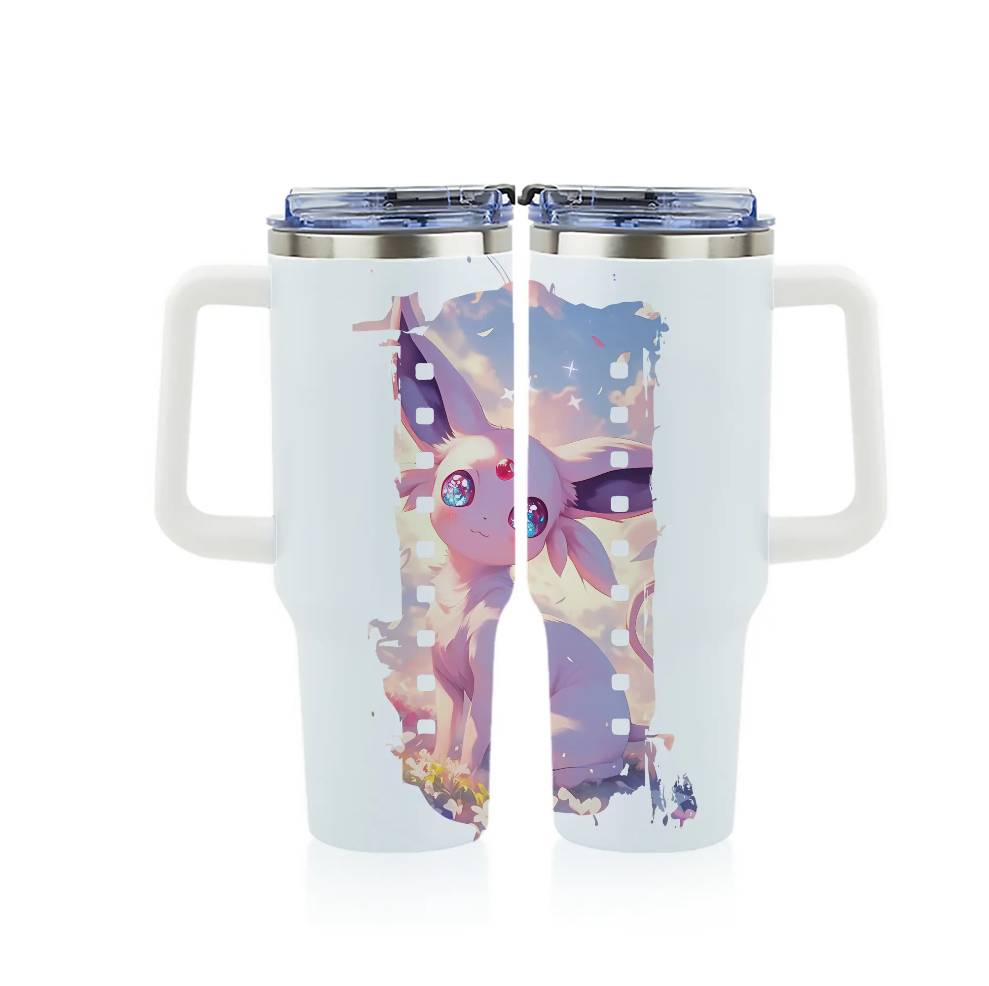 ポケモン グッズ,イーブイ - 1200mL フルプリント車用タンブラー ・ 304ステンレス 内側 ・ 201ステンレス 外側 ・ 保温 保冷 ・ 通勤 ドライブ アウトドア用