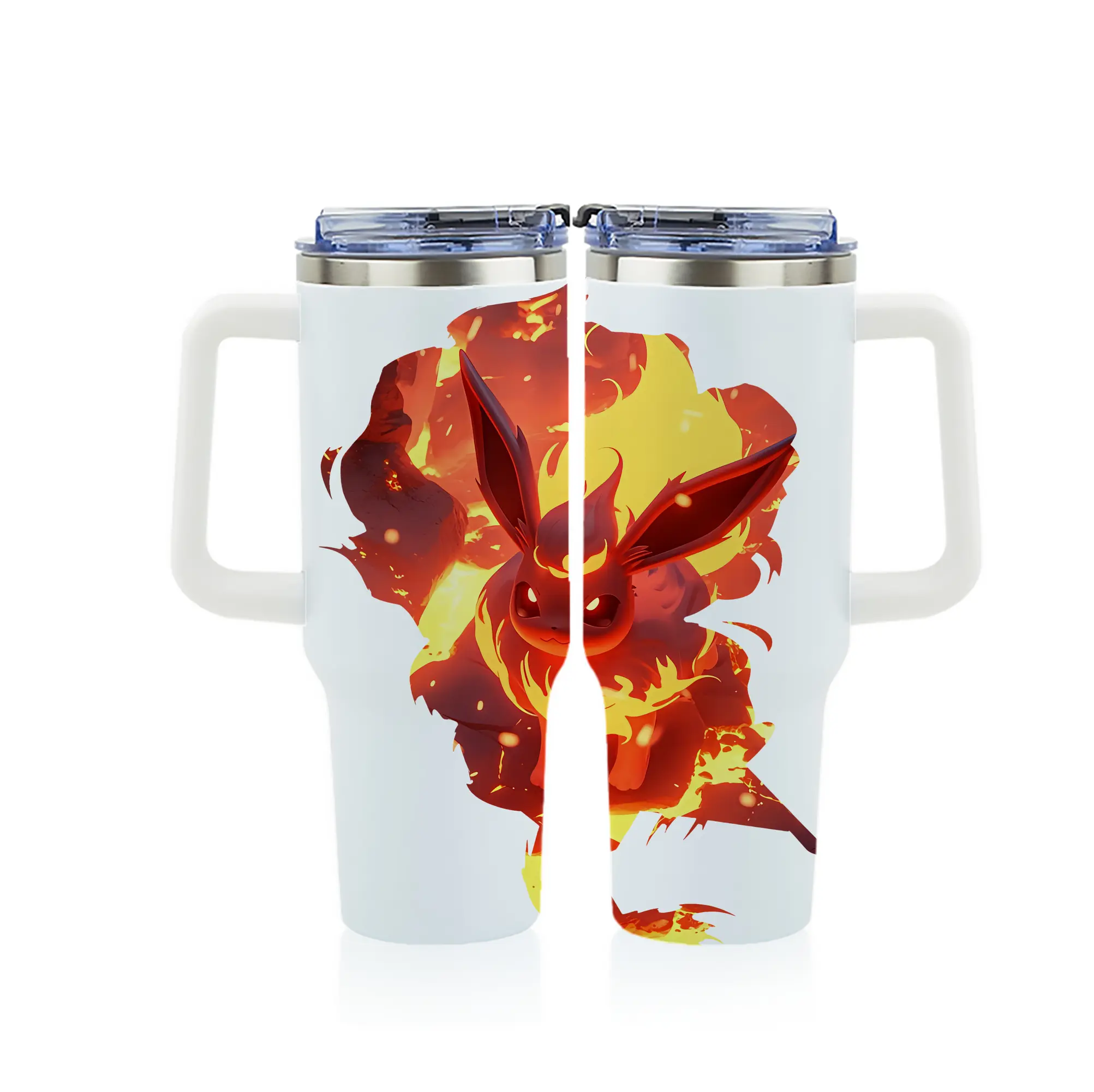 ポケモン グッズ,イーブイ - 1200mL フルプリント車用タンブラー ・ 304ステンレス 内側 ・ 201ステンレス 外側 ・ 保温 保冷 ・ 通勤 ドライブ アウトドア用