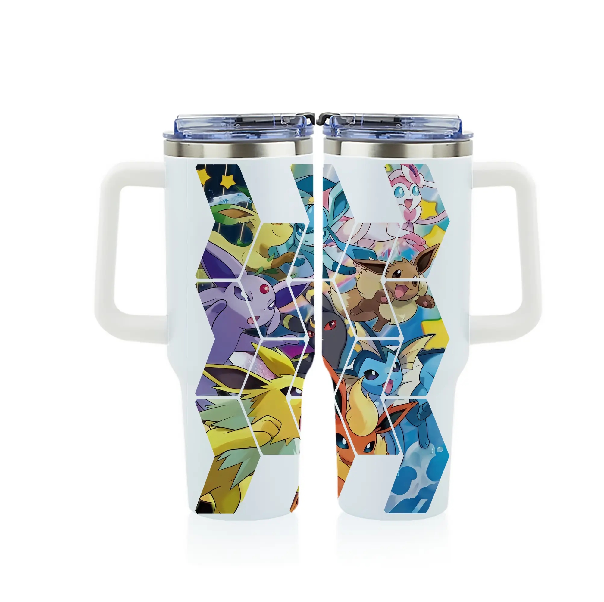 ポケモン グッズ,イーブイ - 1200mL フルプリント車用タンブラー ・ 304ステンレス 内側 ・ 201ステンレス 外側 ・ 保温 保冷 ・ 通勤 ドライブ アウトドア用