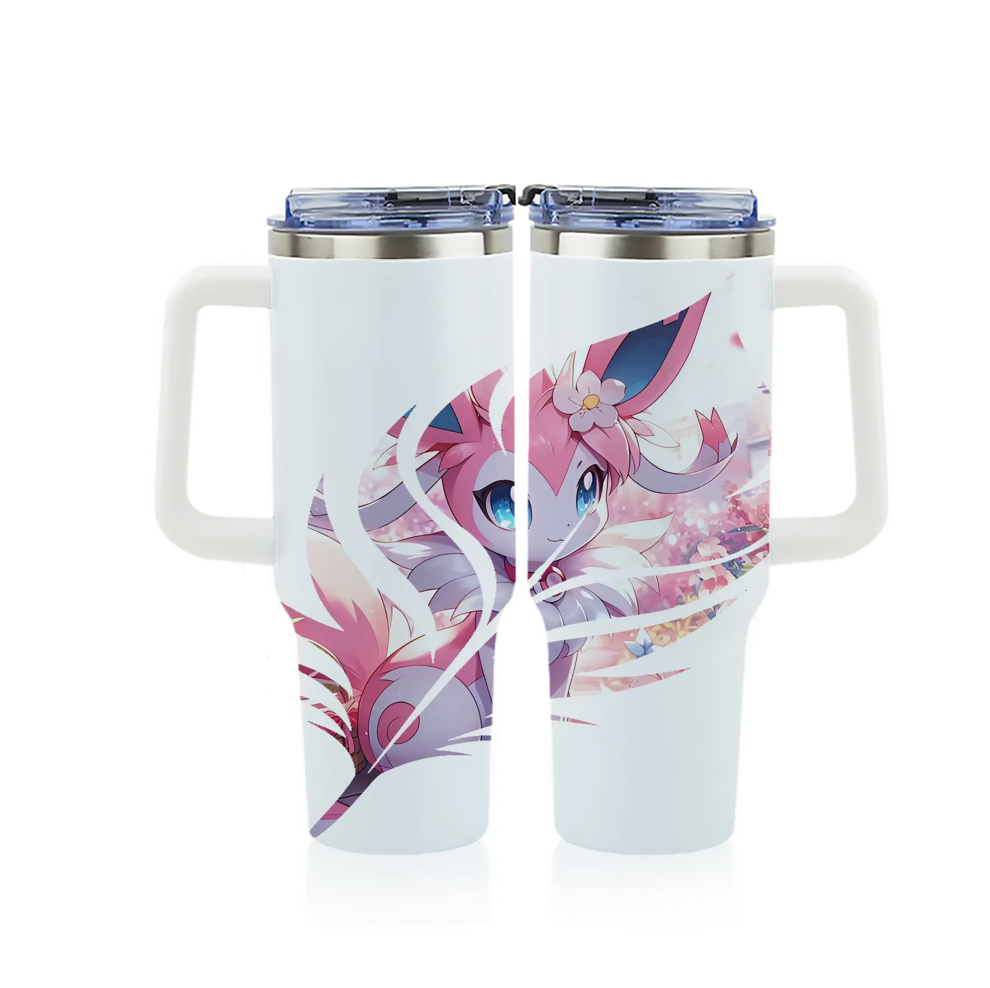 ポケモン グッズ,イーブイ - 1200mL フルプリント車用タンブラー ・ 304ステンレス 内側 ・ 201ステンレス 外側 ・ 保温 保冷 ・ 通勤 ドライブ アウトドア用