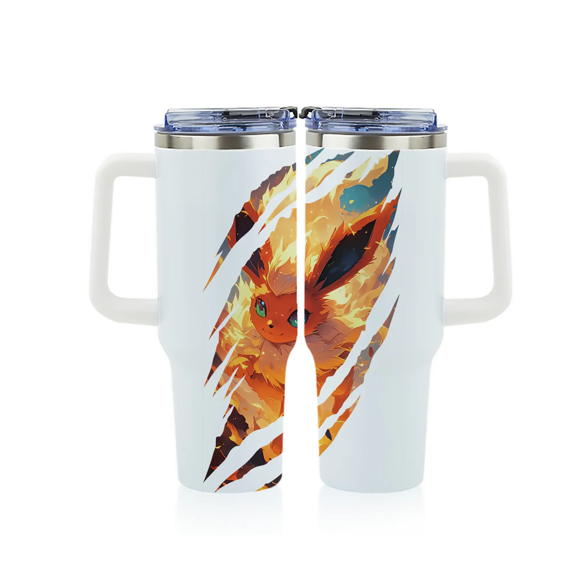 ポケモン グッズ,イーブイ - 1200mL フルプリント車用タンブラー ・ 304ステンレス 内側 ・ 201ステンレス 外側 ・ 保温 保冷 ・ 通勤 ドライブ アウトドア用