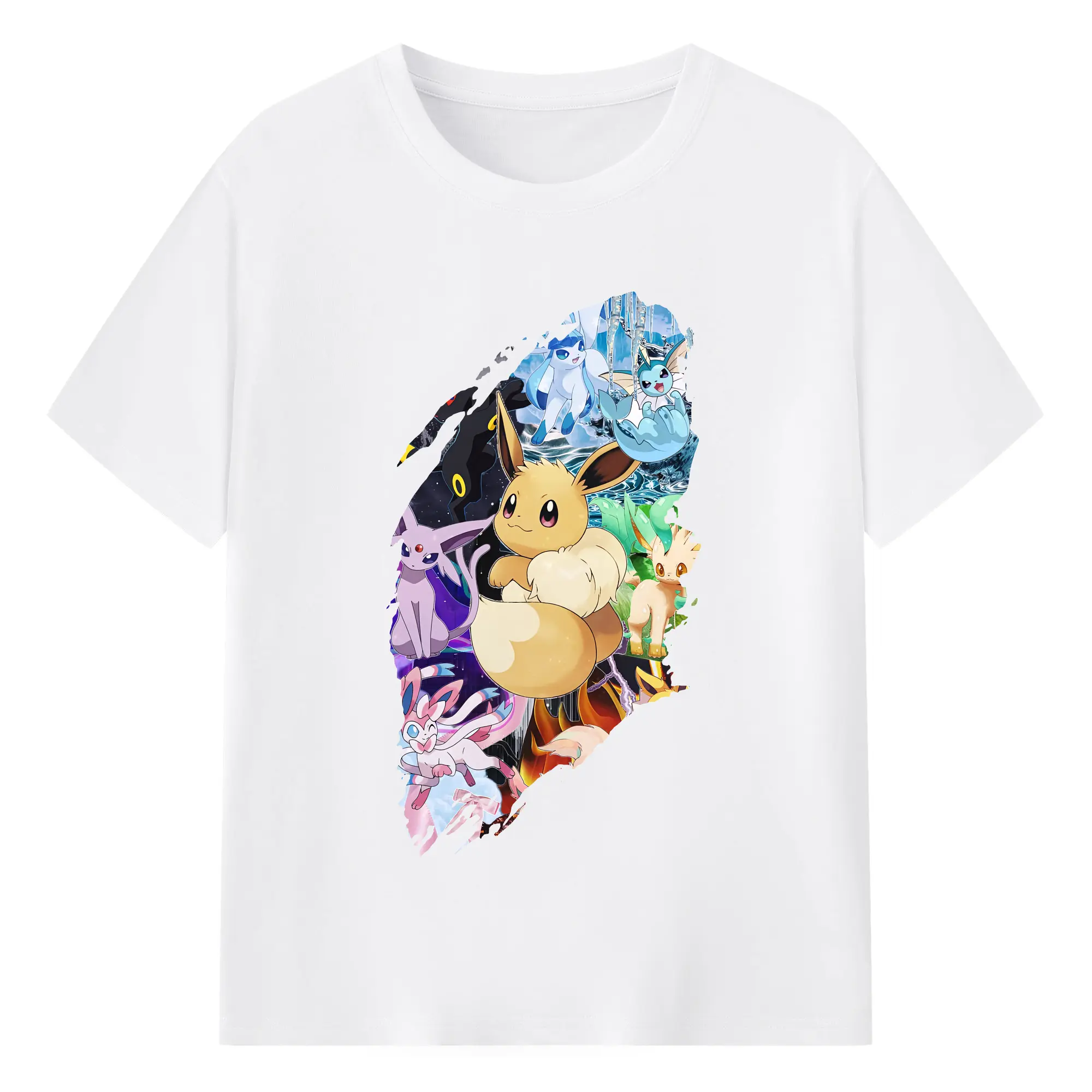 ポケモン グッズ,イーブイ - 綿100％ 半袖Tシャツ ・ フロントプリント ・ 快適 通気性 ・ 日常使い 散歩 スポーツ用