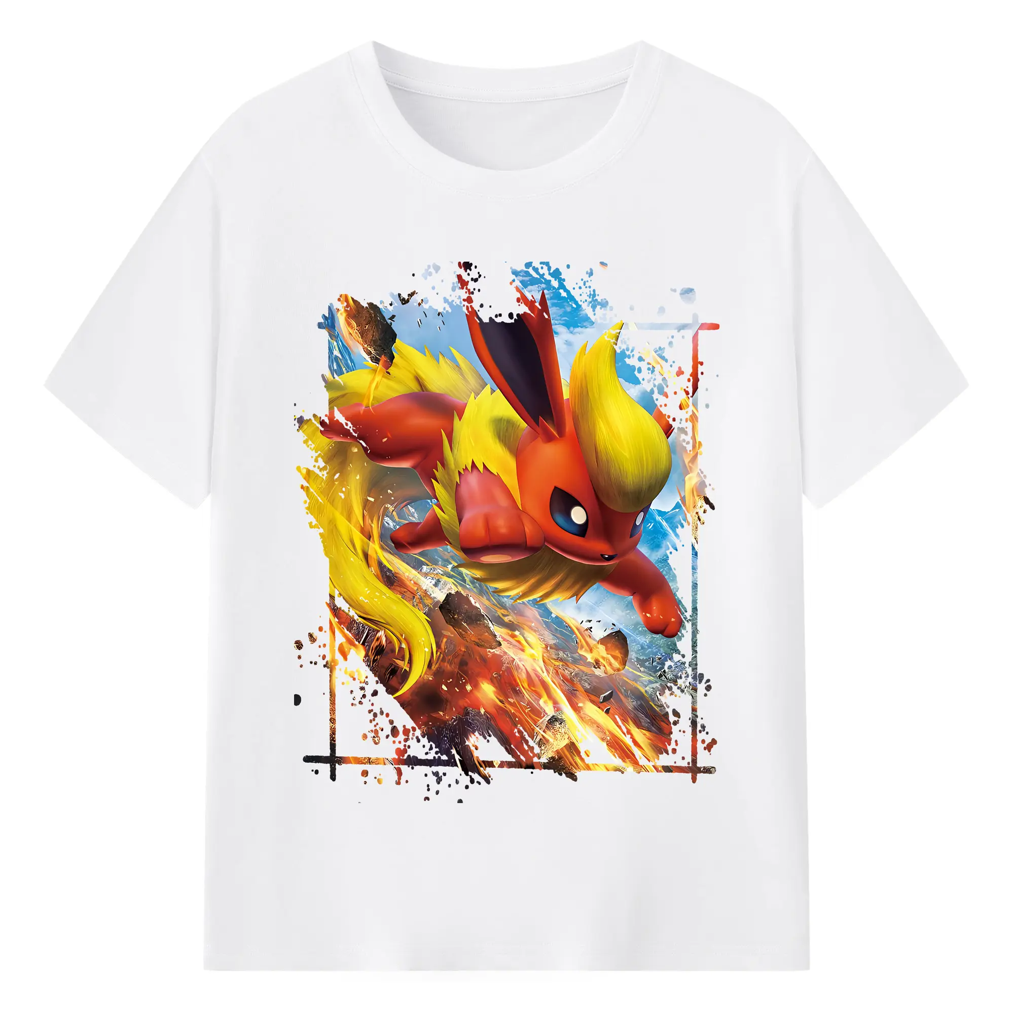 ポケモン グッズ,イーブイ - 綿100％ 半袖Tシャツ ・ フロントプリント ・ 快適 通気性 ・ 日常使い 散歩 スポーツ用