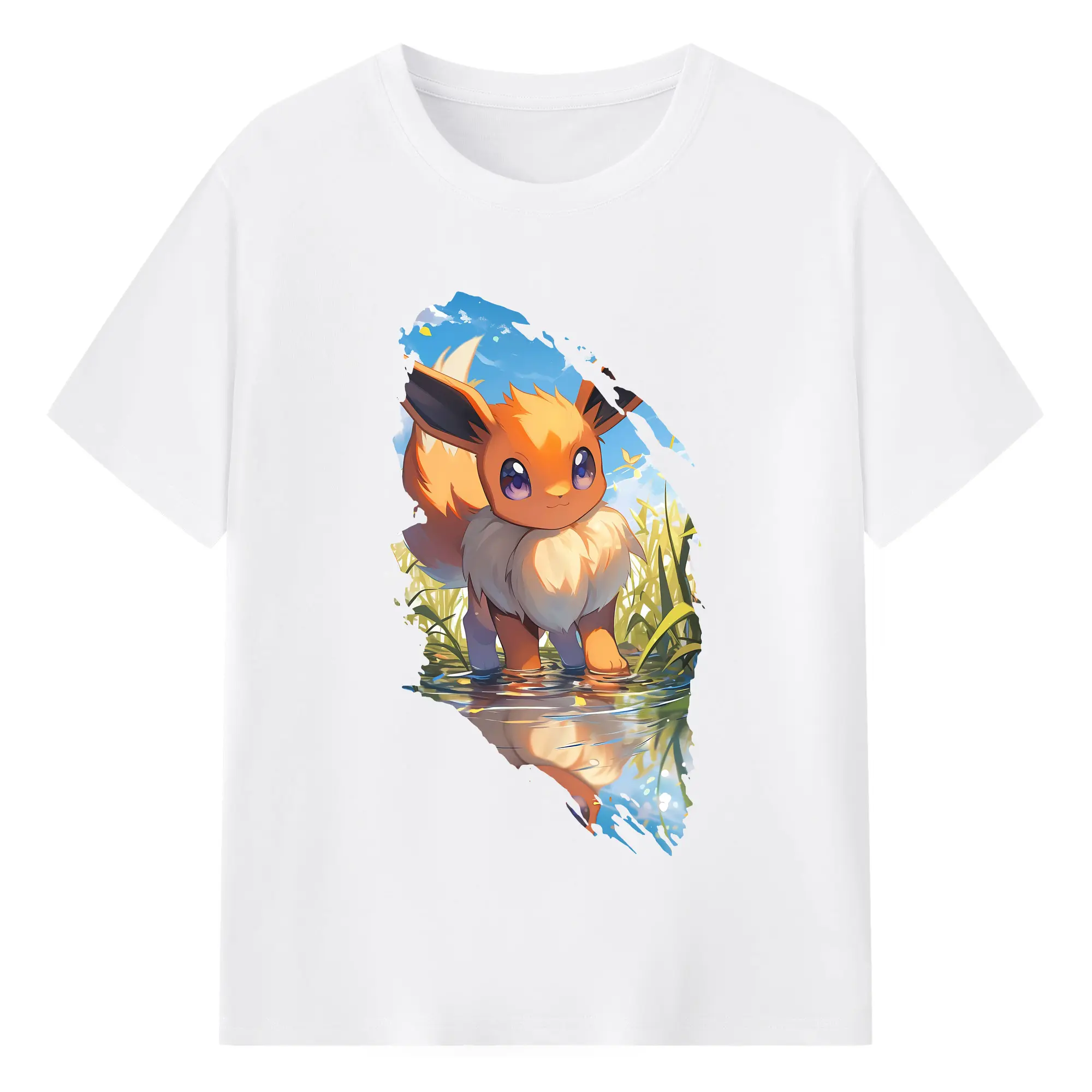 ポケモン グッズ,イーブイ - 綿100％ 半袖Tシャツ ・ フロントプリント ・ 快適 通気性 ・ 日常使い 散歩 スポーツ用