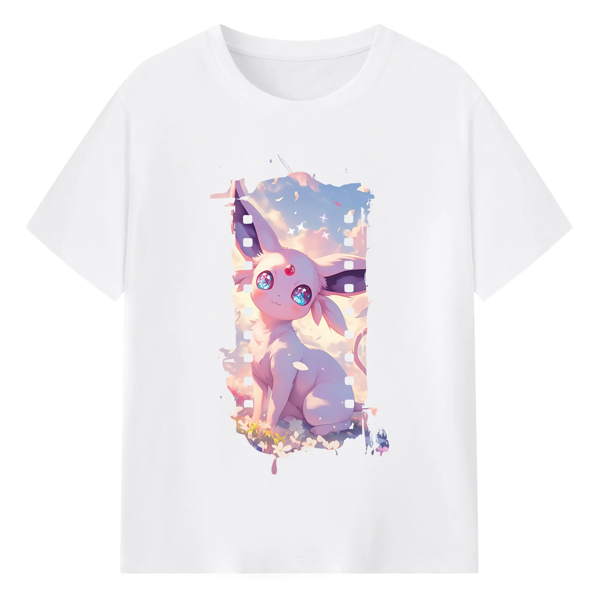 ポケモン グッズ,イーブイ - 綿100％ 半袖Tシャツ ・ フロントプリント ・ 快適 通気性 ・ 日常使い 散歩 スポーツ用