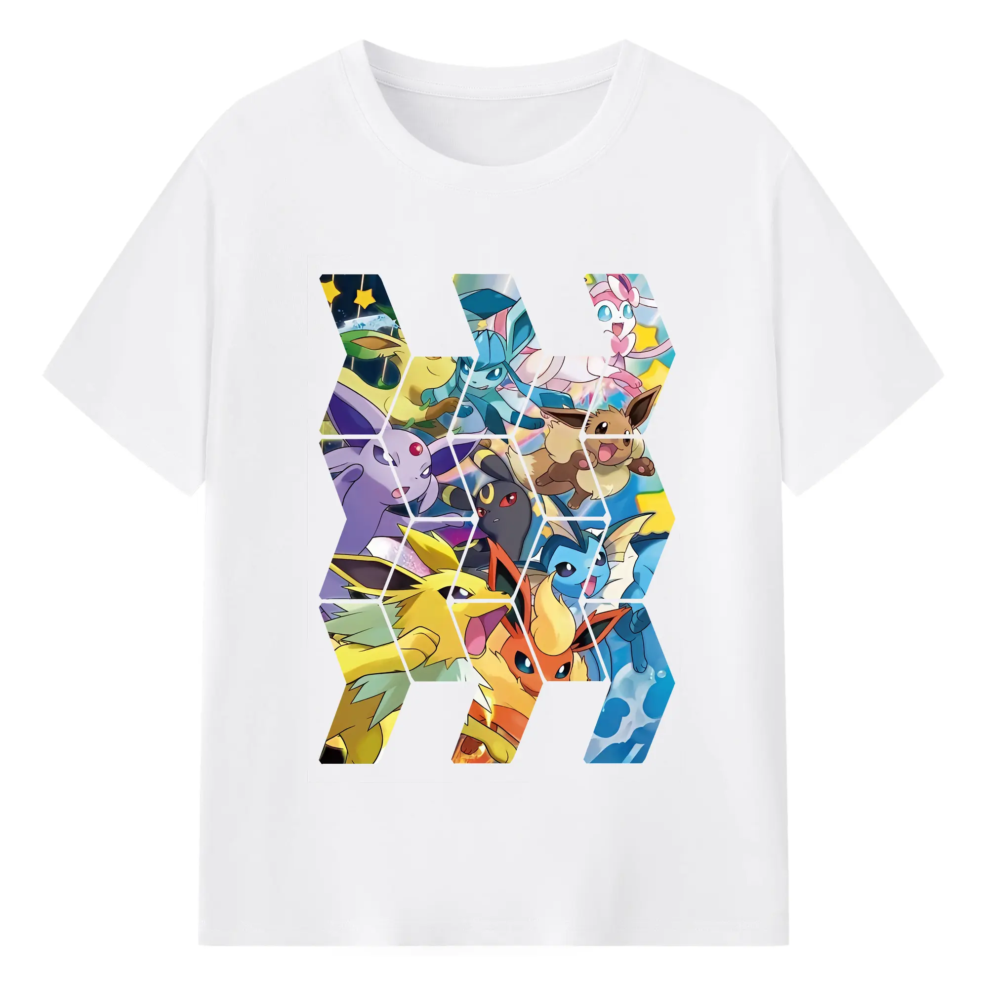 ポケモン グッズ,イーブイ - 綿100％ 半袖Tシャツ ・ フロントプリント ・ 快適 通気性 ・ 日常使い 散歩 スポーツ用