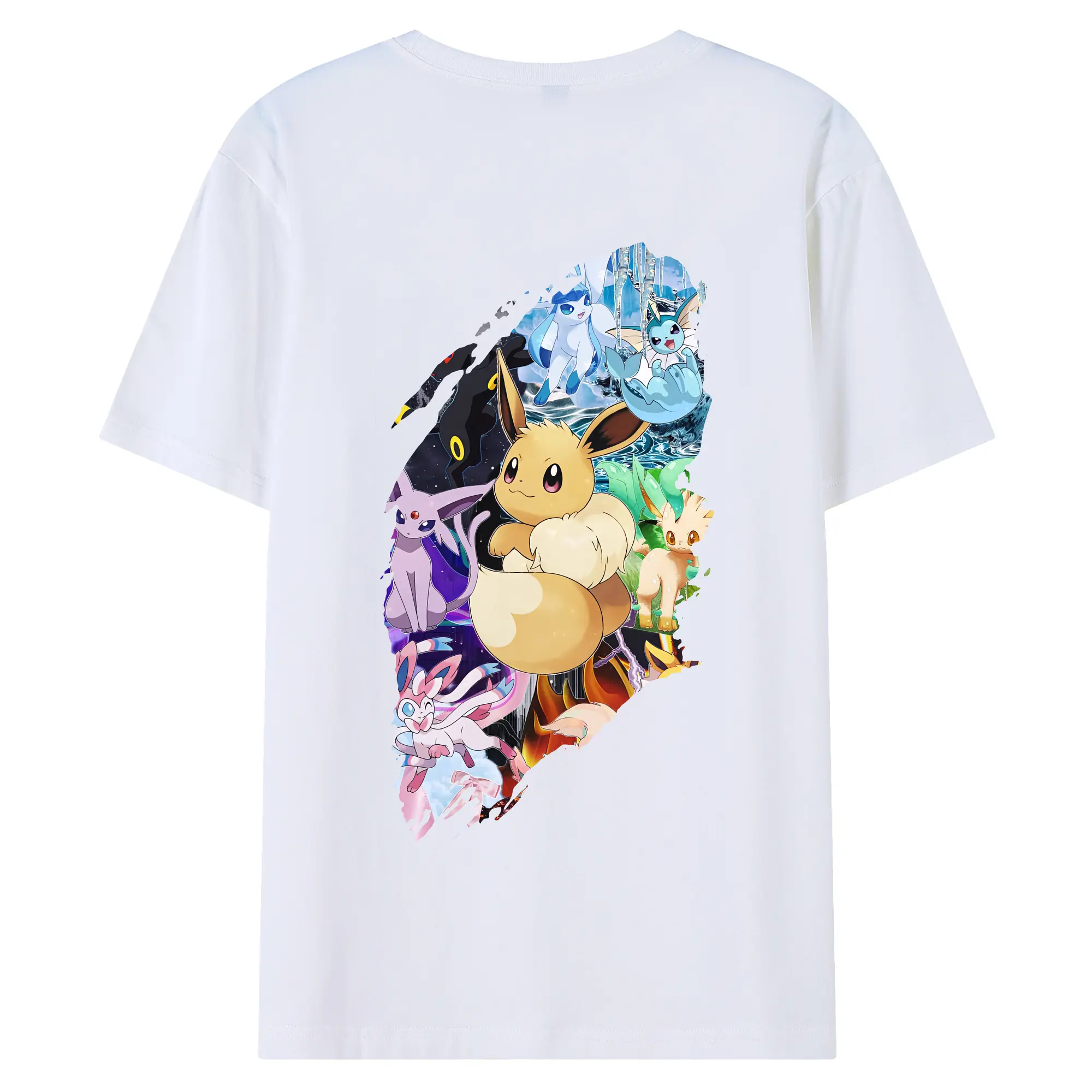 ポケモン グッズ,イーブイ - 綿100％ 半袖Tシャツ ・ バックプリント ・ 快適 通気性 ・ 日常使い 散歩 スポーツ用