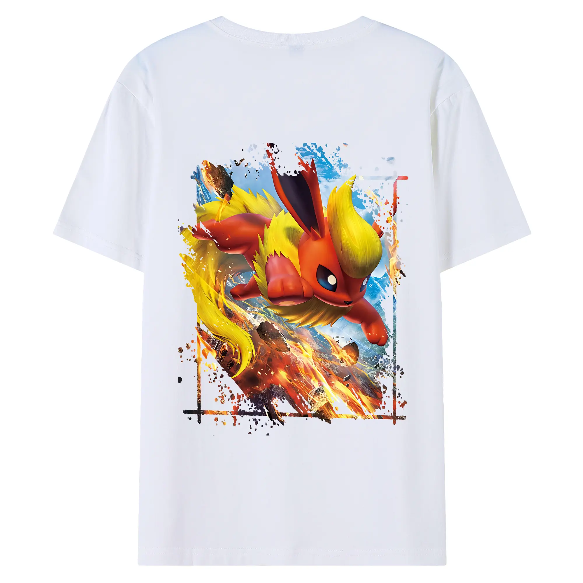 ポケモン グッズ,イーブイ - 綿100％ 半袖Tシャツ ・ バックプリント ・ 快適 通気性 ・ 日常使い 散歩 スポーツ用