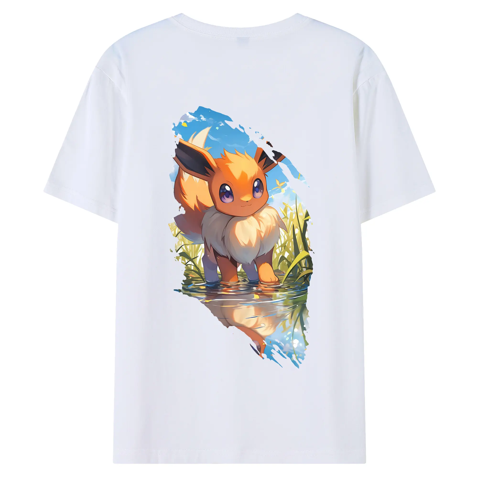 ポケモン グッズ,イーブイ - 綿100％ 半袖Tシャツ ・ バックプリント ・ 快適 通気性 ・ 日常使い 散歩 スポーツ用
