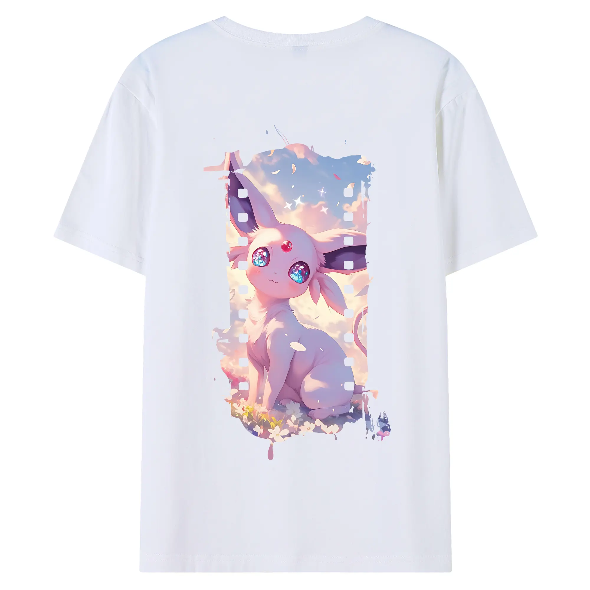 ポケモン グッズ,イーブイ - 綿100％ 半袖Tシャツ ・ バックプリント ・ 快適 通気性 ・ 日常使い 散歩 スポーツ用