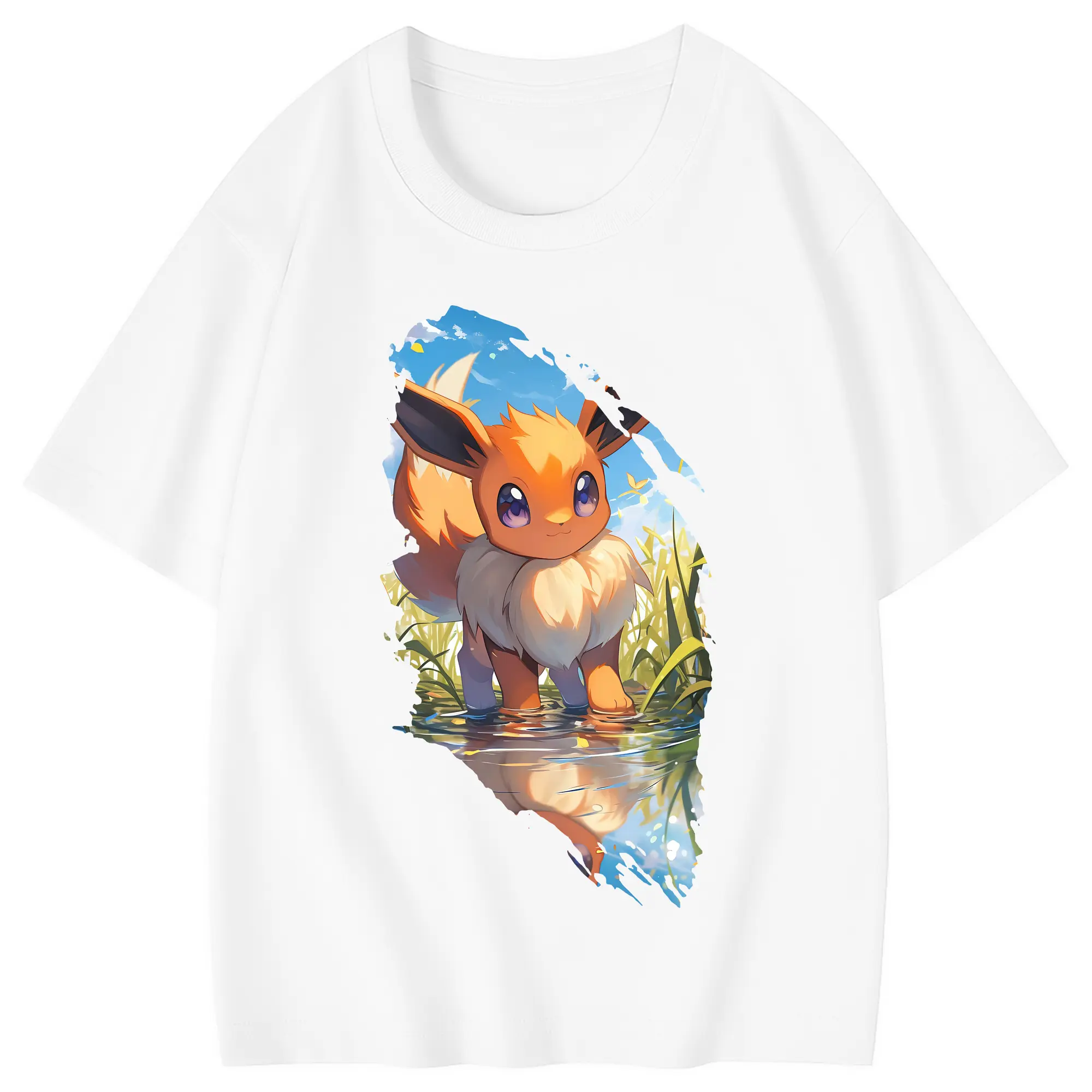 ポケモン グッズ,イーブイ - 綿100％ キッズTシャツ ・ フロントプリント ・ 快適 通気性 ・ スポーツ カジュアル 散歩用