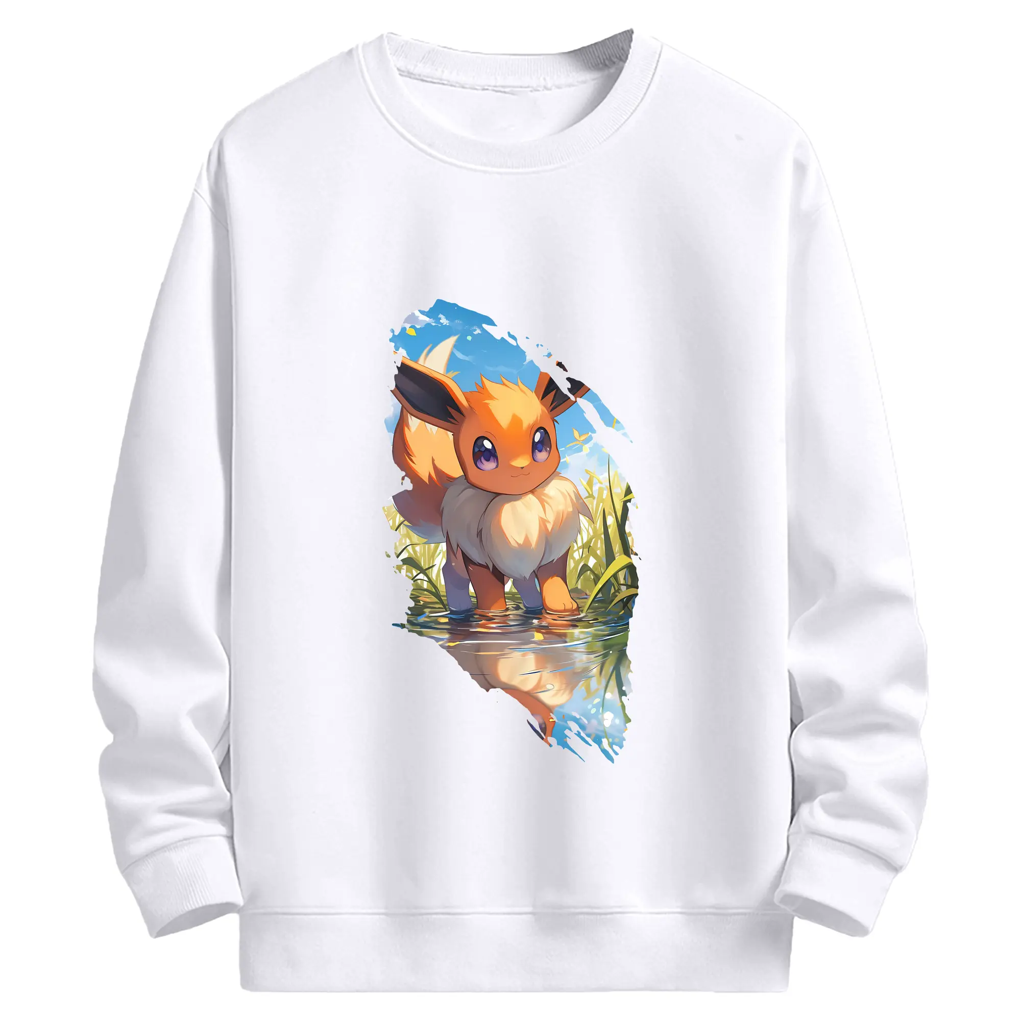 ポケモン グッズ,イーブイ - 高品質 クルーネック スウェット ・ コットン59％ ポリエステル41％ ・ ユニセックス 長袖 トレーナー ・ カジュアル デイリー スポーツ 散歩用